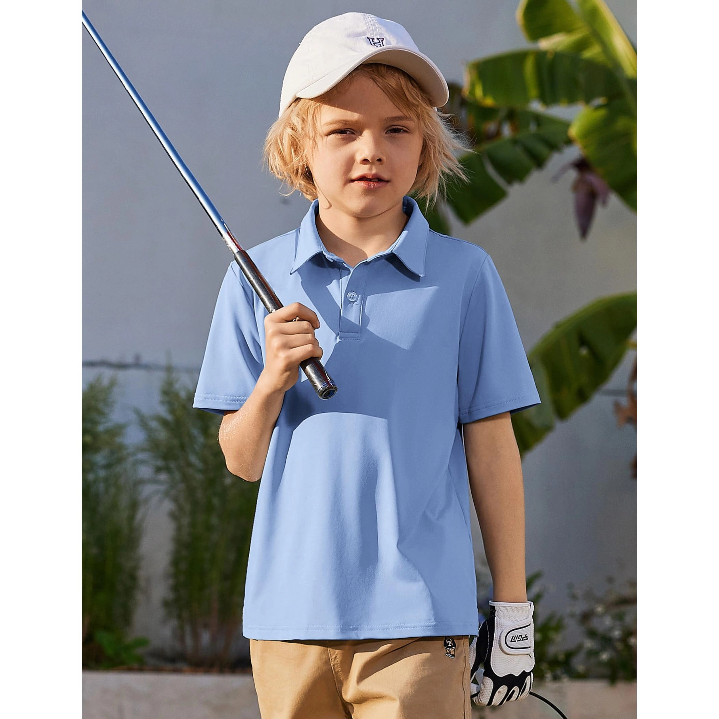Arshiner Boys Polo Shirt Golf Stripe Short Sleeve Button Performance Sport Collared Shirts