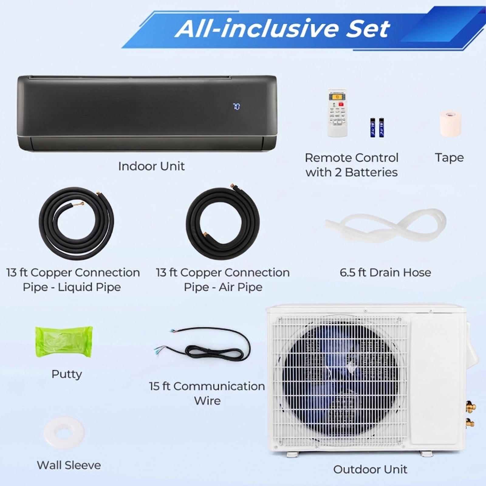 SUGIFT 24000-BTU 21-SEER2 1500-sq ft 208-230V Gray WiFi Ductless Mini Split Air Conditioner and Heater