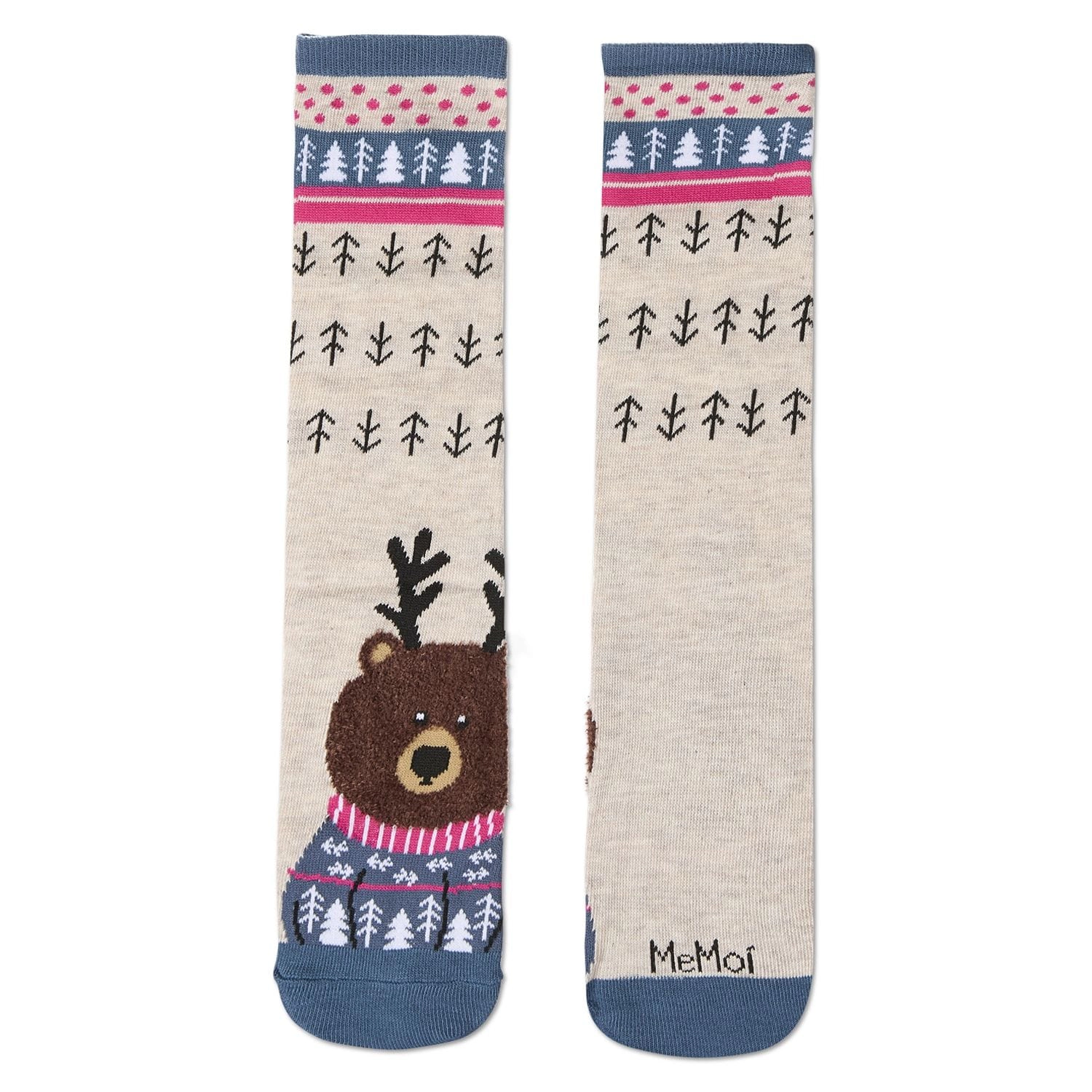 MeMoi Women's Foot Pet Teddy Bear Crew Socks
