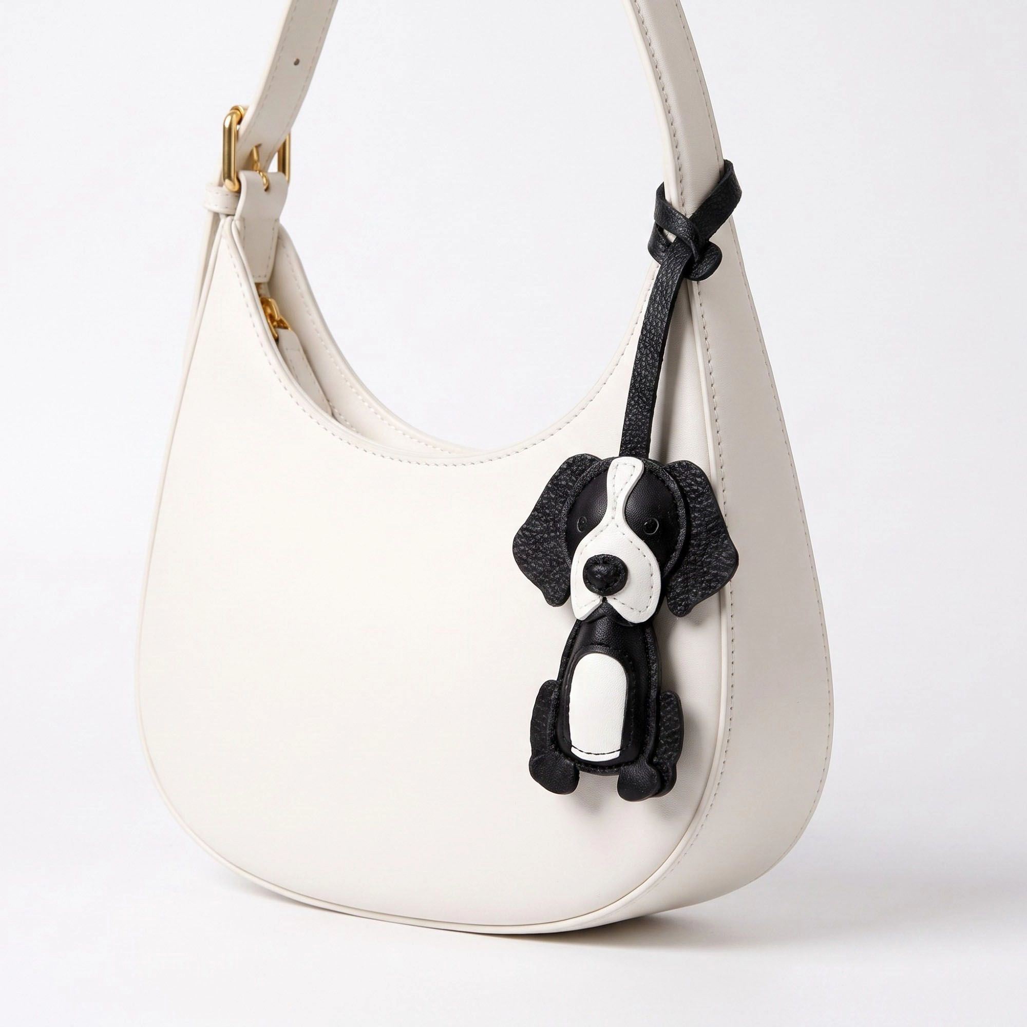 Alilang Women's Puppy Dog Bag Charm with Faux Leather Strap