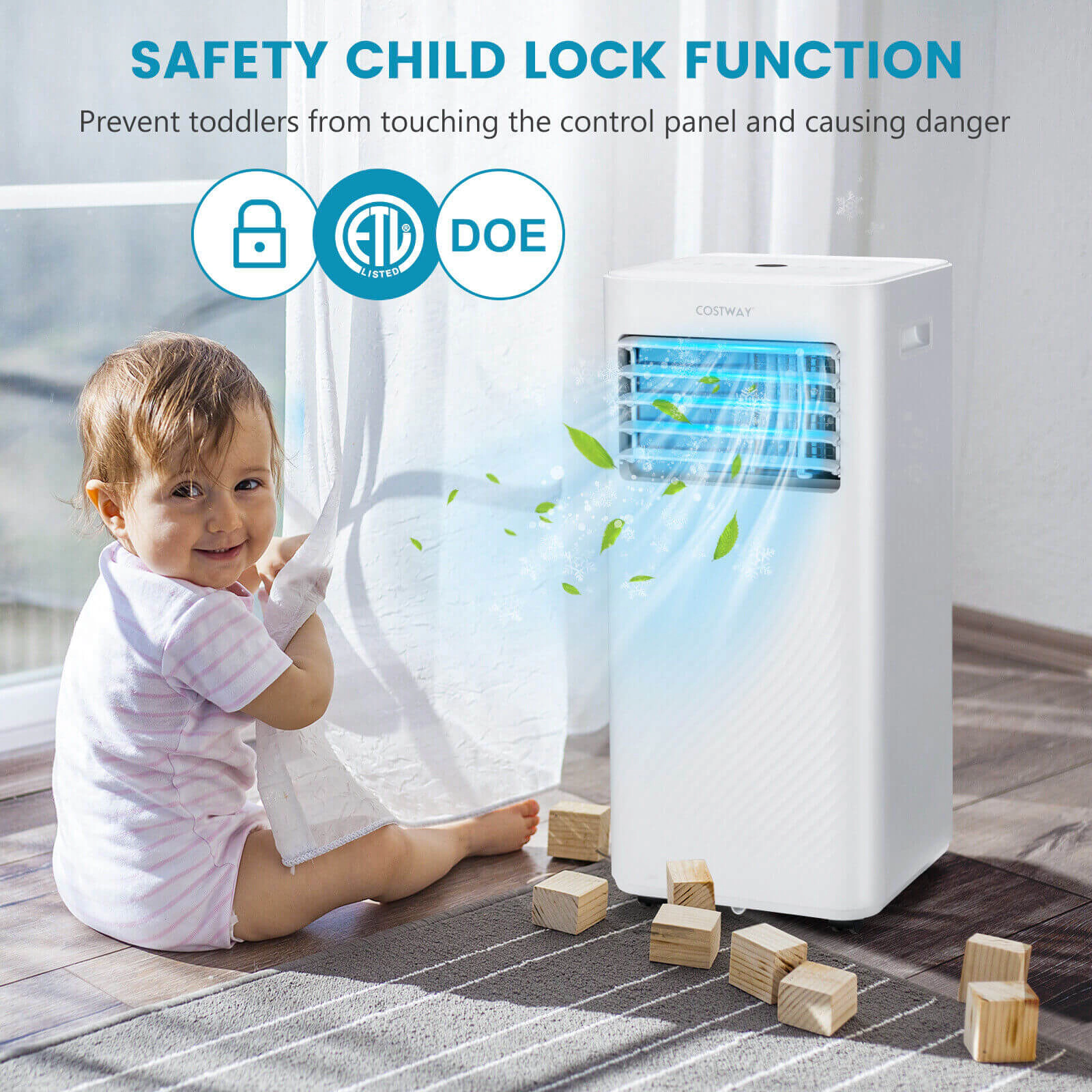 LJG 4-in-1 8000 BTU Air Conditioner with Cool Fan Dehumidifier and Sleep Mode