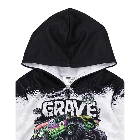Monster Jam Grave Digger Boys' Fleece Zip-Up Hoodie