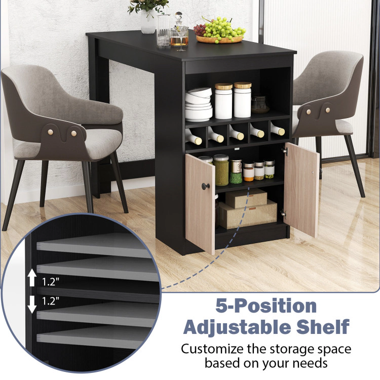 Hivvago Contemporary 48-Inch Bar Unit with Wine Holder and Hidden Storage Cabinet