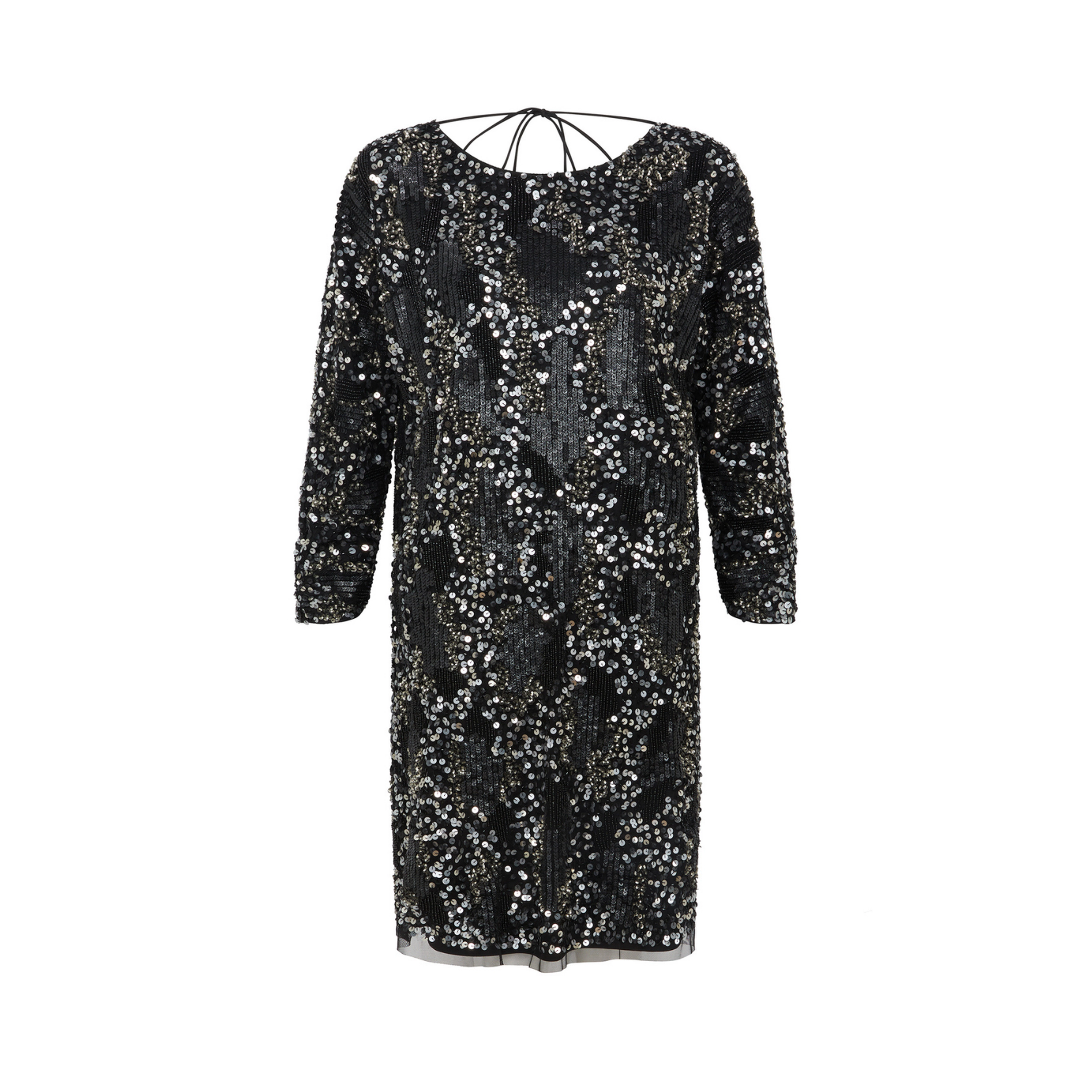 Rose & Nancy Women's Eden Hand Beaded Black and Silver Mini Dress
