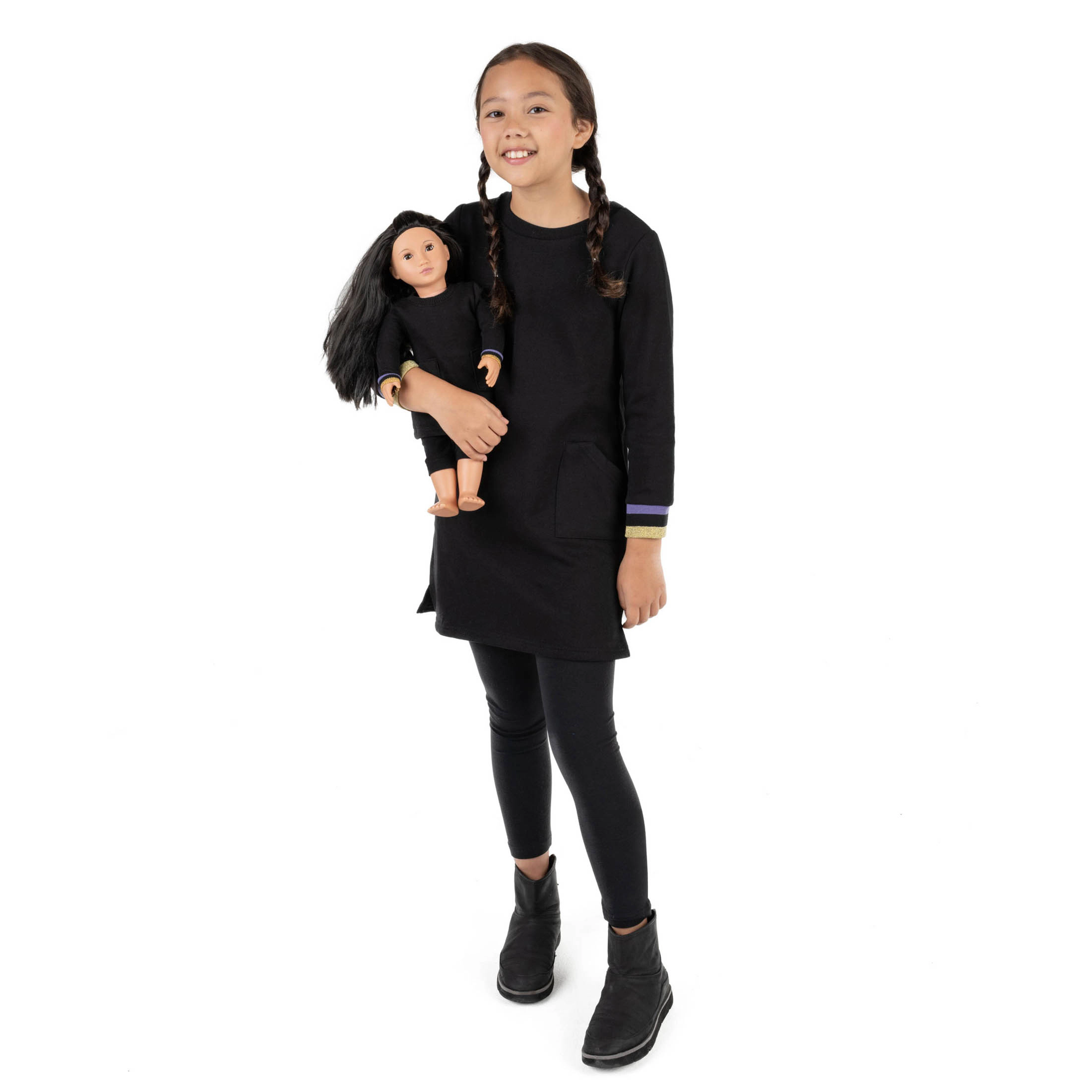 Leveret Girl & Matching Doll Sweatshirt Tunic Dress Set