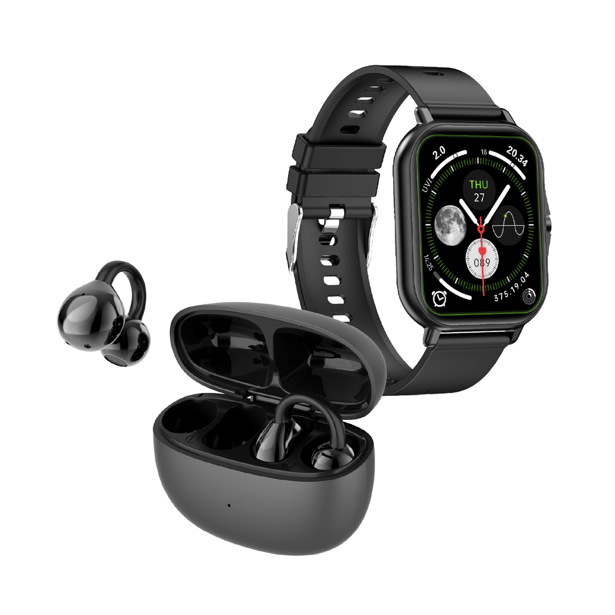 Pursonic Unisex Smart Lifestyle Bundle: True Wireless Stereo Earbuds & All-in-One Bluetooth Smart Watch