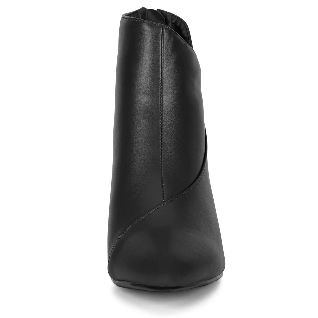BLISSFUL STEP Women PU Leather Pointed Toe Zipper Wedge Heel Ankle Booties