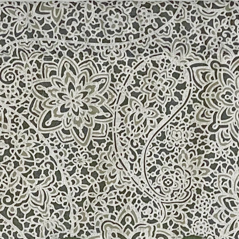 RLF Home Stella Paisley Regal Valance Pewter Gray. 3" Rod Pocket 50"W x 17"L