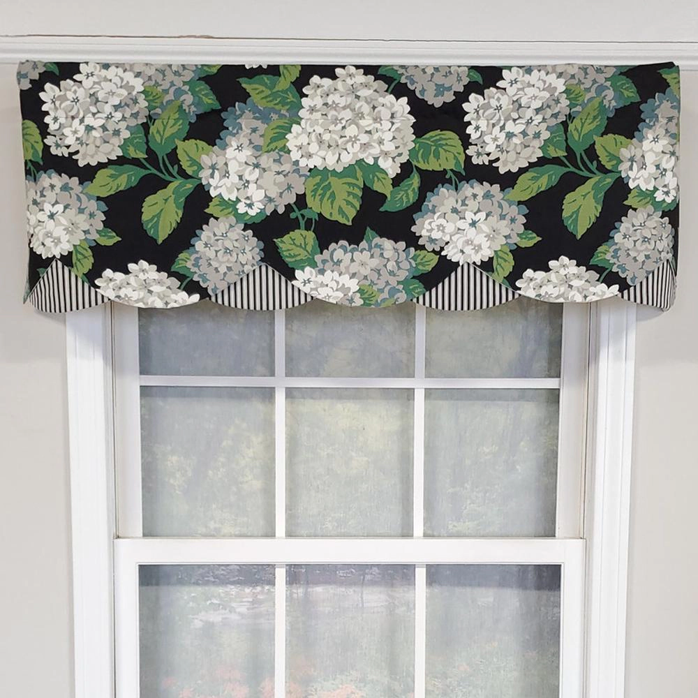 RLF Home 100% Cotton Luxurious Modern Summer Wind Petticoat Style Window Valance 50" x 15" Black
