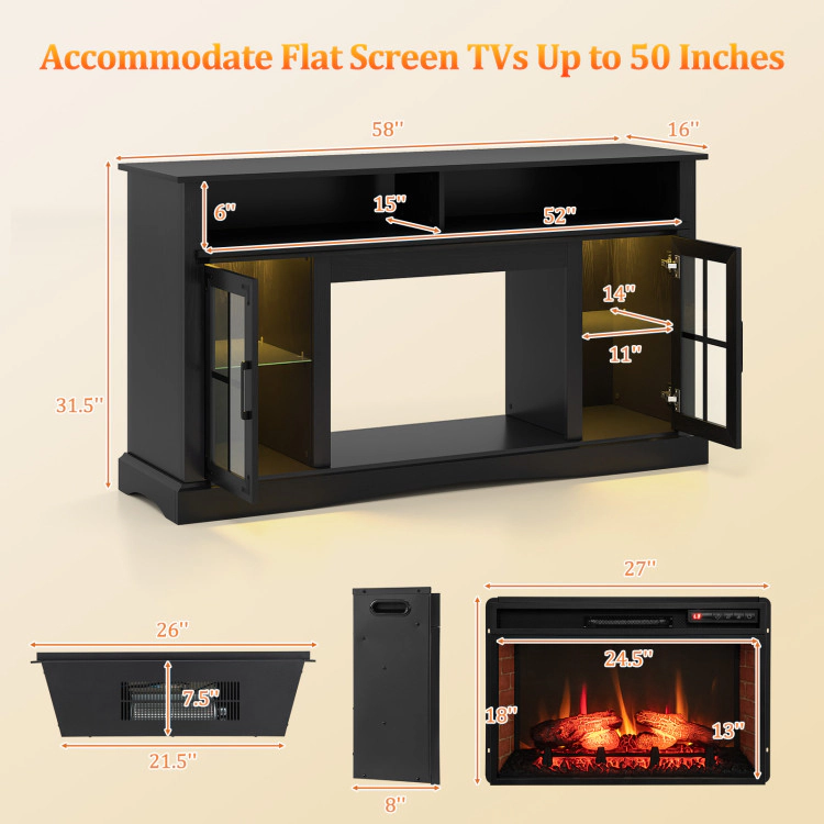 Hivvago Fireplace Tv Stand With Remote Controls And Thermostat For Tvs Up To 50 Inch