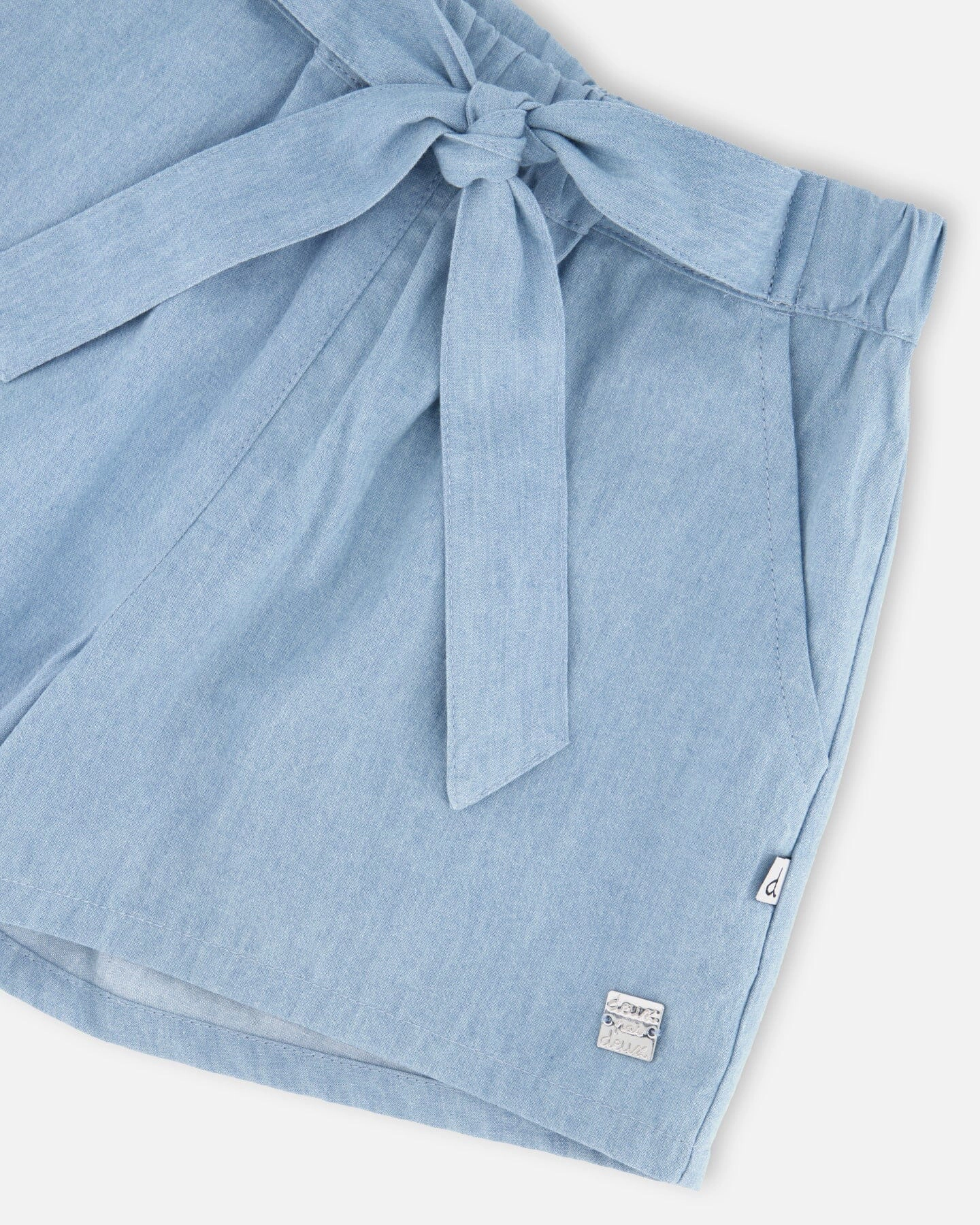 Deux par Deux Girls Chambray Elastic Waist Shorts