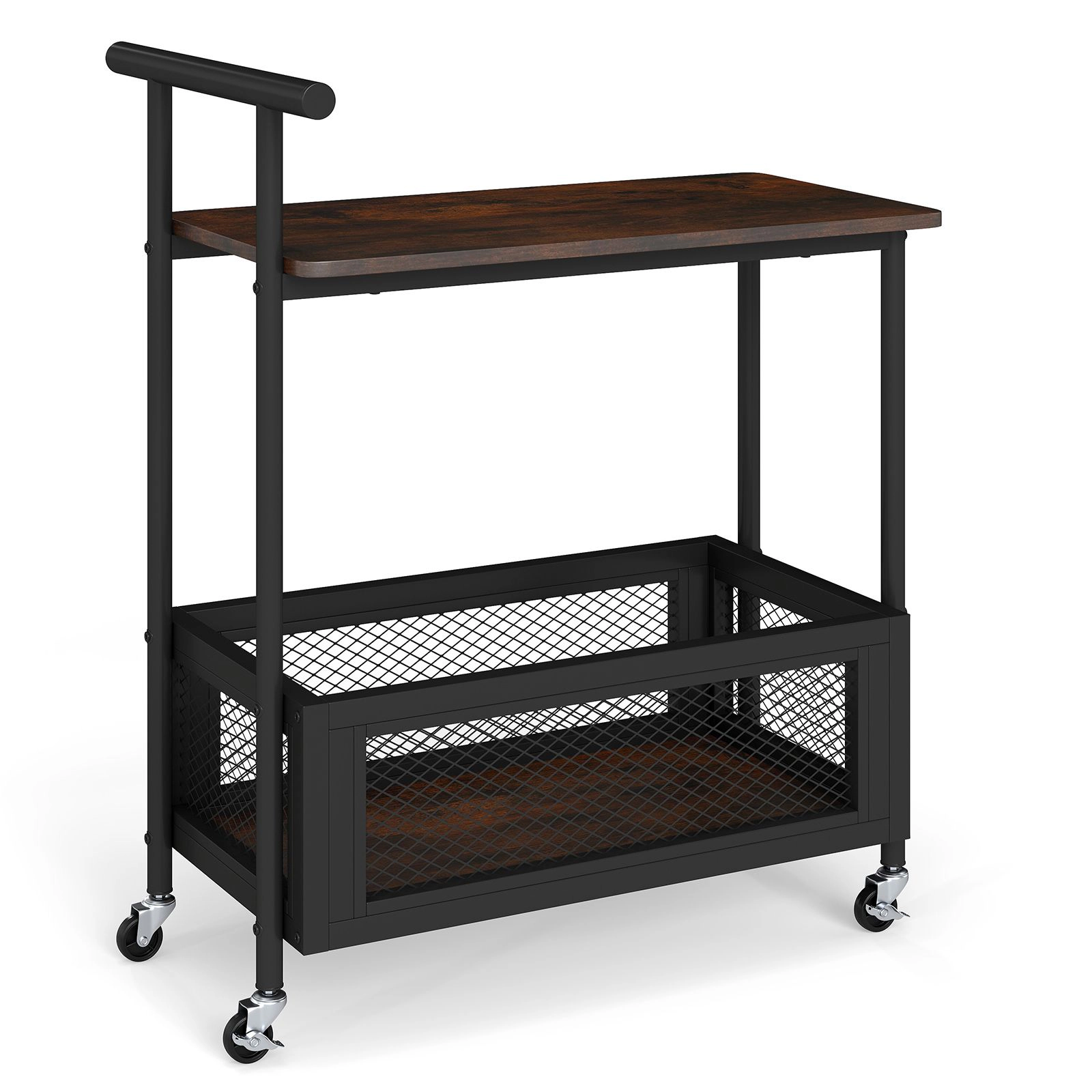 SlickBlue 2 Tier Rolling End Table with Storage Shelves