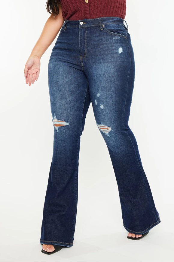 Kancan Women's Plus High Rise Flare Jeans Solange