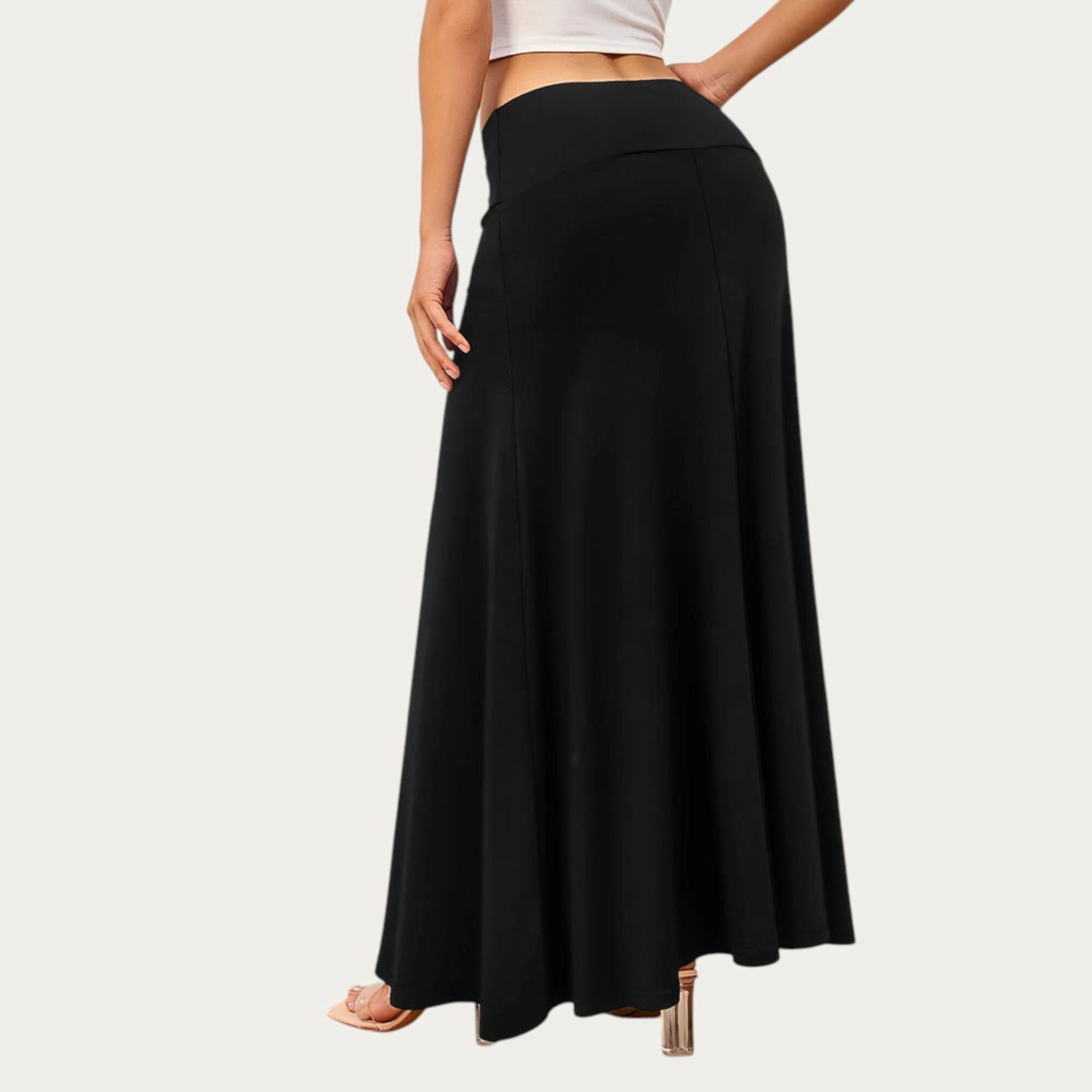 Anna-Kaci Women Foldover Waist Stretch Maxi Skirt
