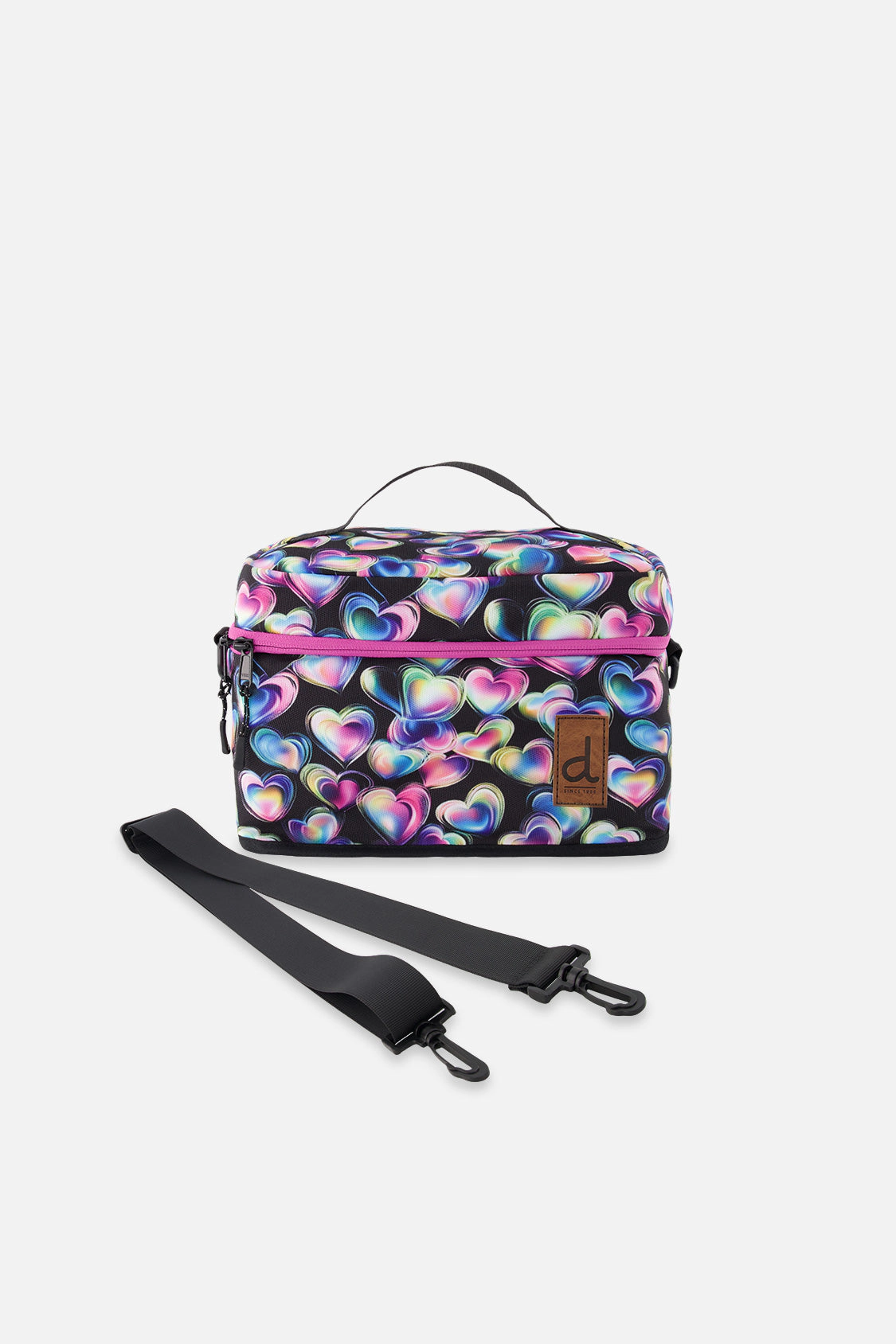 Deux par Deux Girls Insulated Heart Print Lunch Box with Removable Shoulder Strap