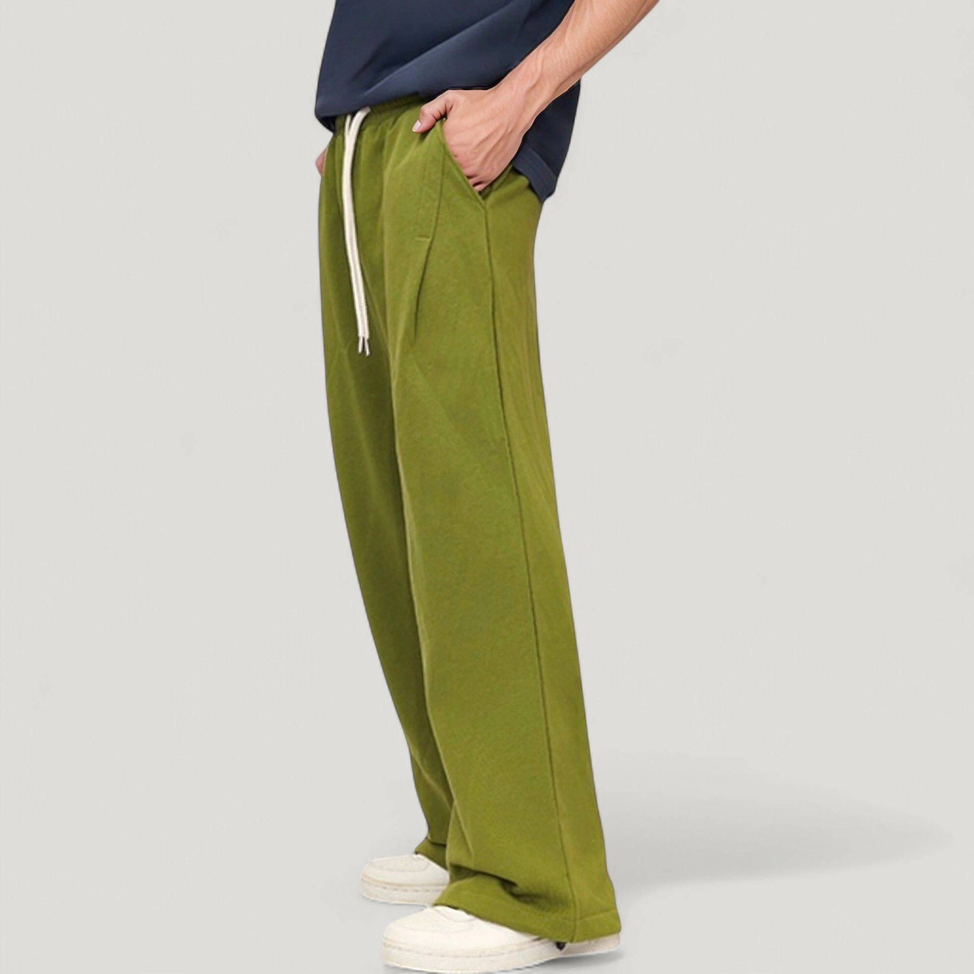 Anna-Kaci Men's Drawstring Waist Relaxed Fit Wide-Leg Casual Sweatpants