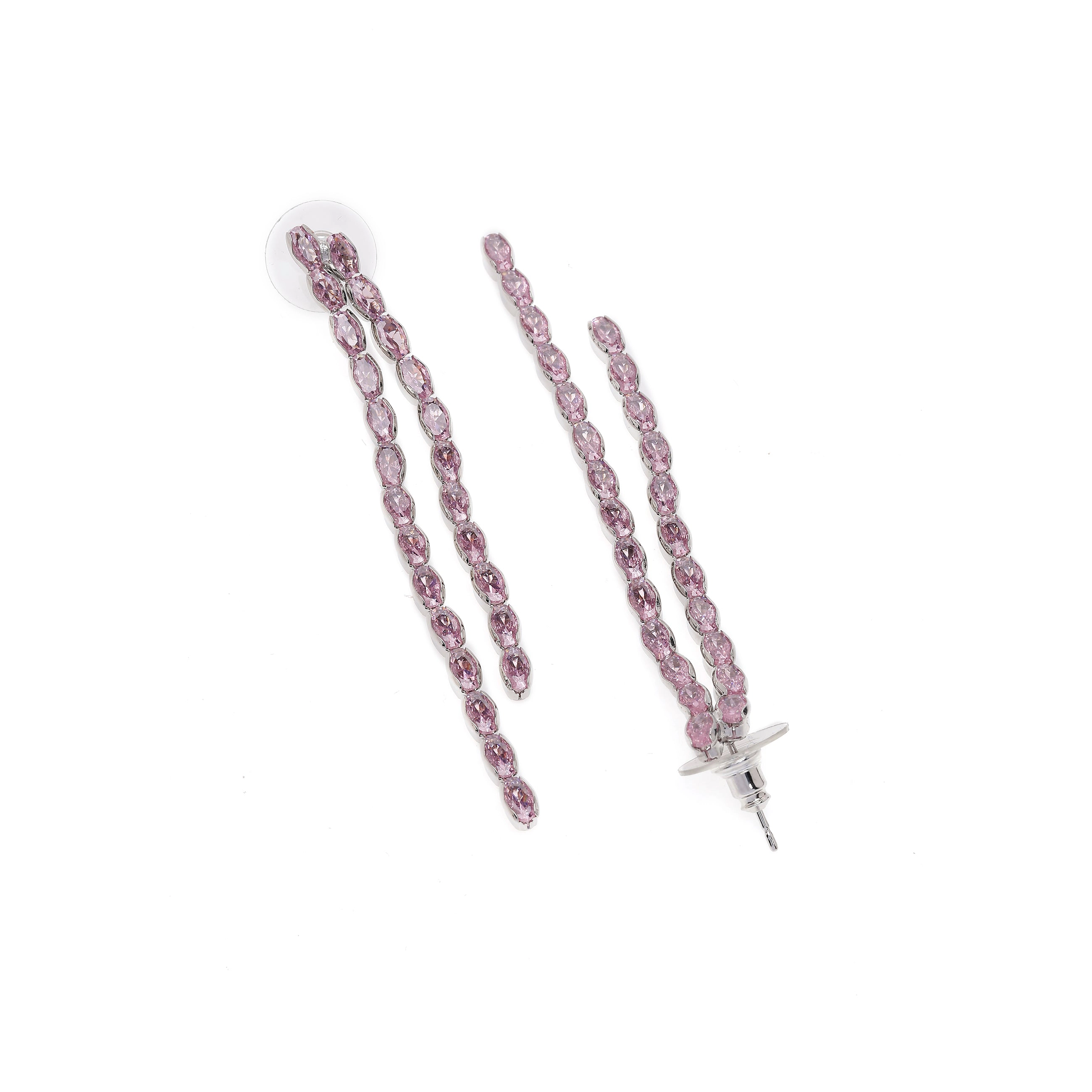 AGP PARIS Womens Light Pink Double Long Drop Earrings