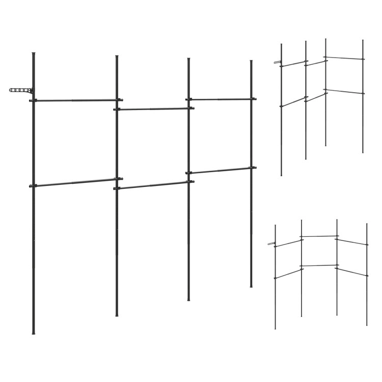 Hivvago Adjustable Floor to Ceiling Clothes Rack with 6 Hanging Rods