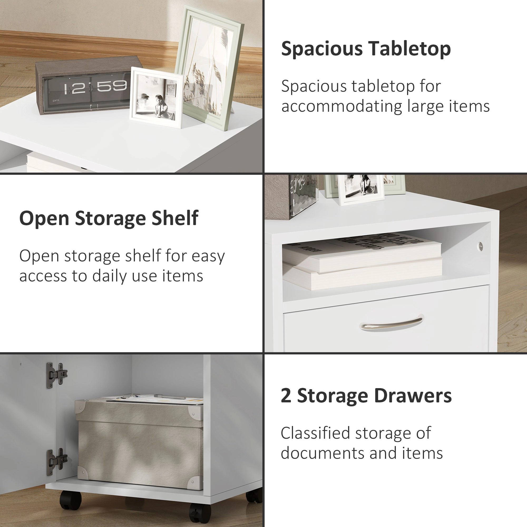 HONGGE Mobile Storage Cabinet Organizer with Drawer and Cabinet, Printer Stand with Castors