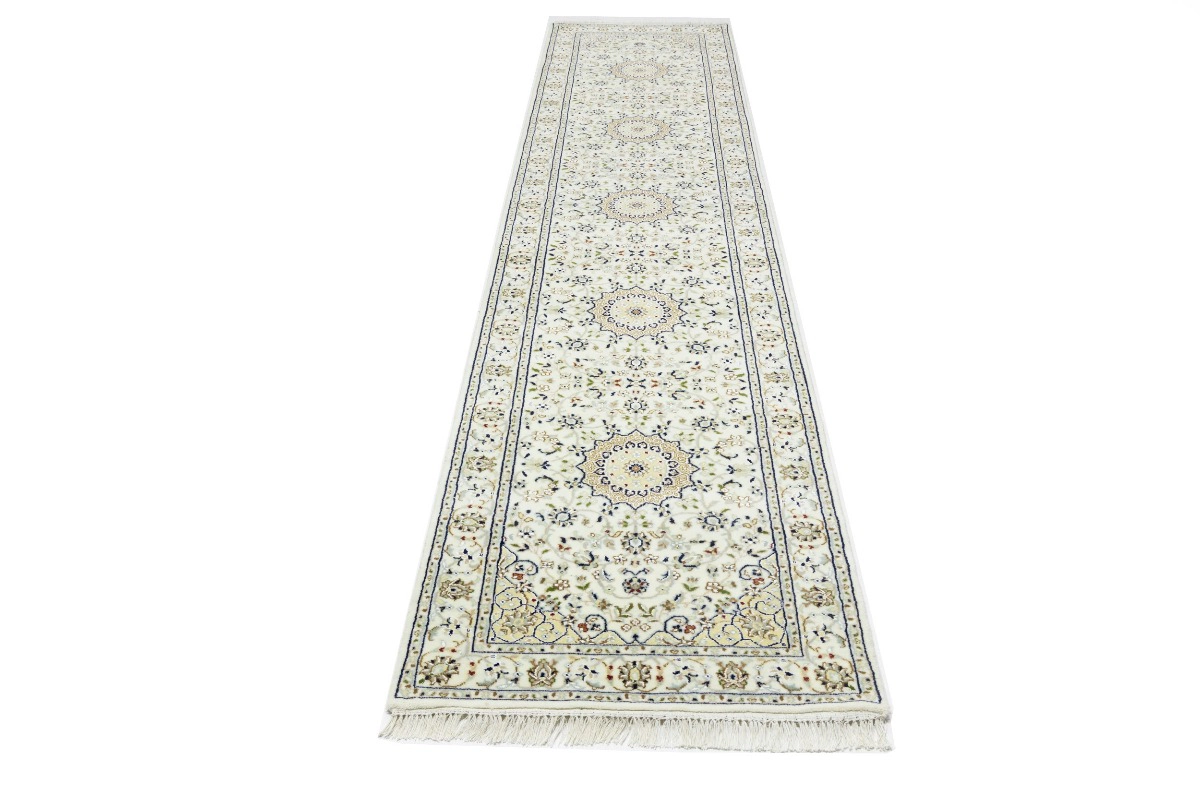 Magic Rugs 2'10 x 12'6 Hand Knotted Floral Indo-Nain Wool Runner Rug
