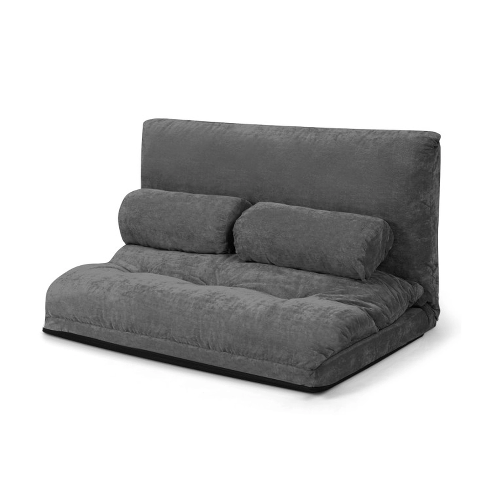 SUGIFT 6-Position 2 Pillows Corduroy Convertible Sleeper Floor Sofa Bed 71-in x 42.5-in x 7-in 330-lb Capacity Gray