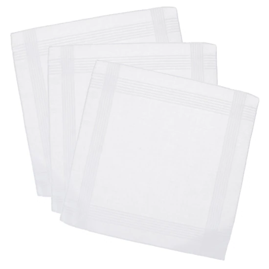 Essentials by Trafalgar Classic White 3 Pack Handkerchiefs