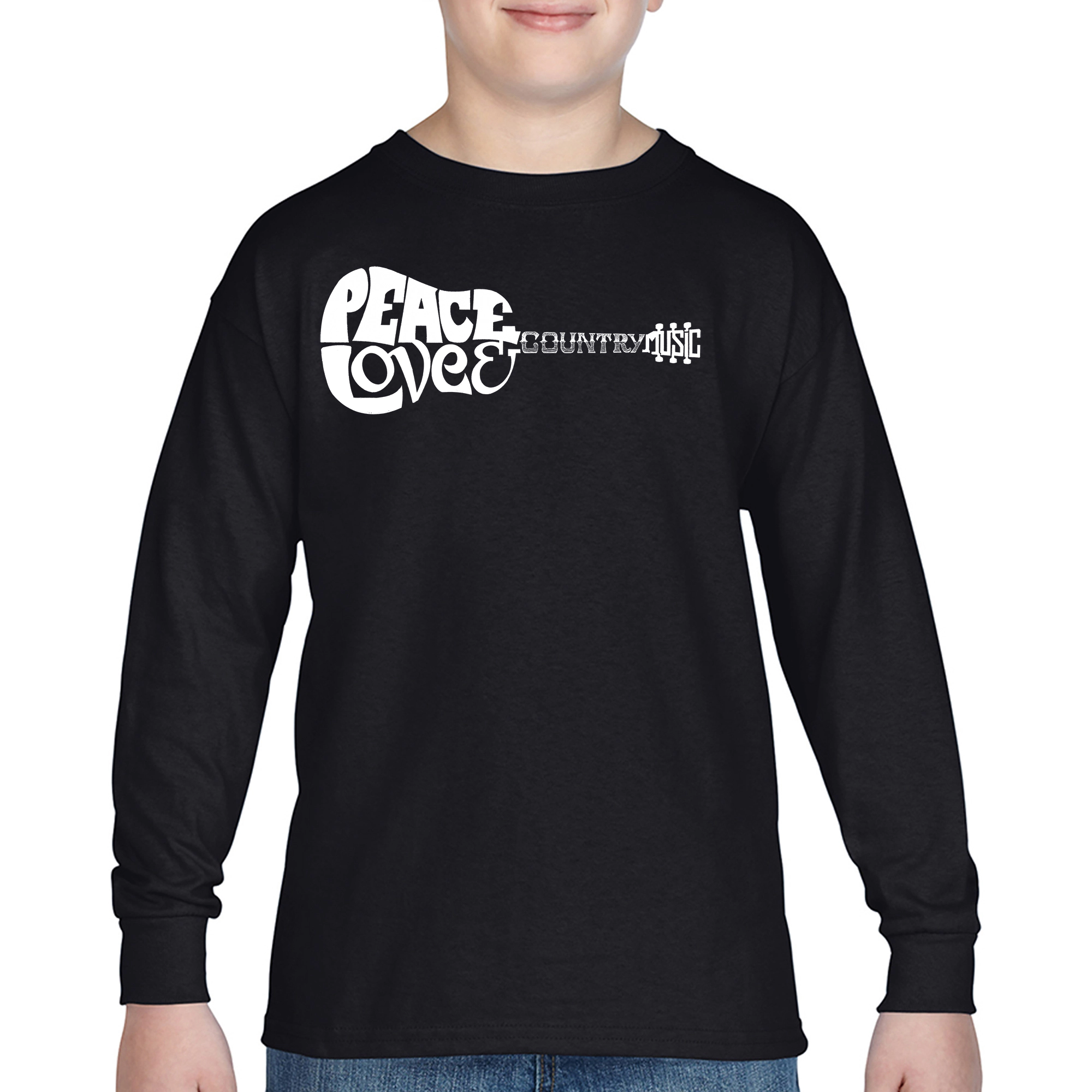 LA Pop Art Boys Long Sleeve T-Shirt -  Peace Love Country