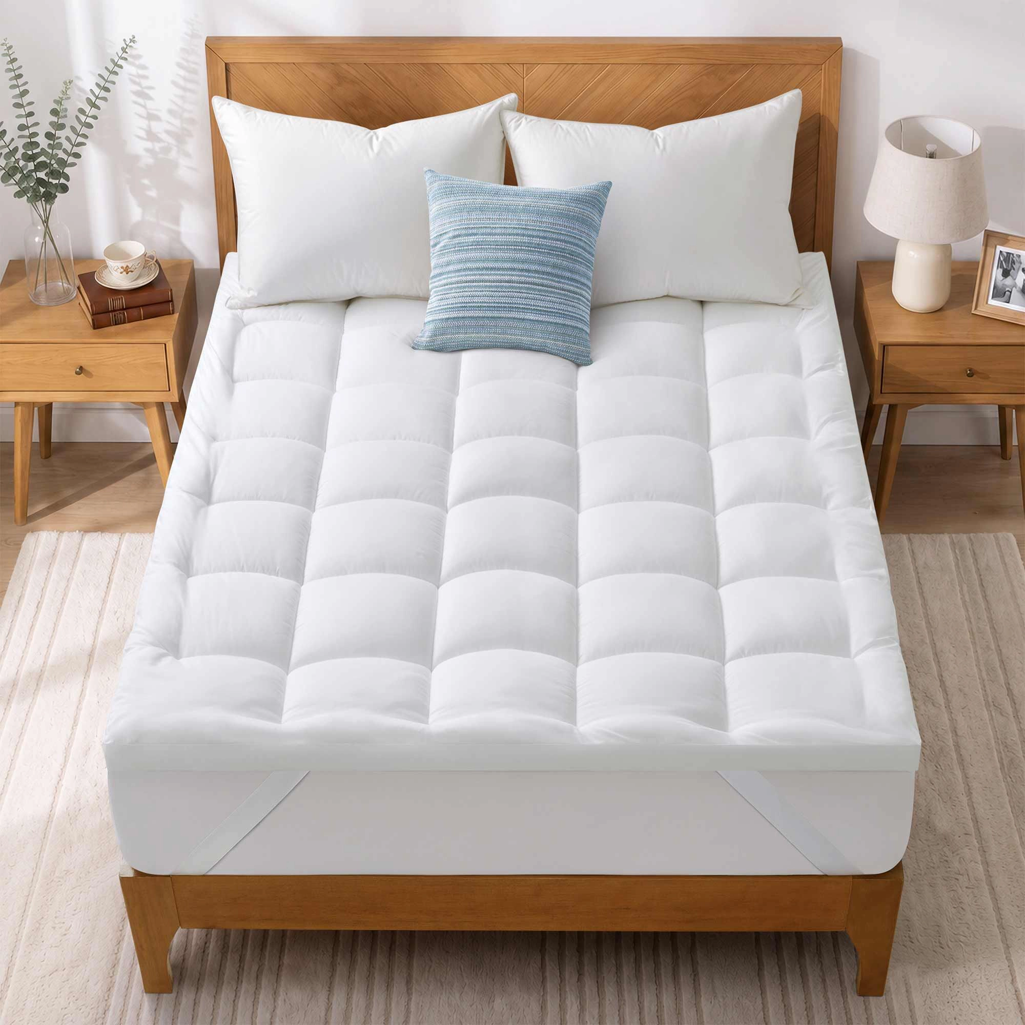 PEACE NEST 3" Plush Down Alternative Mattress Topper with Elastic Straps UP To 18inch
