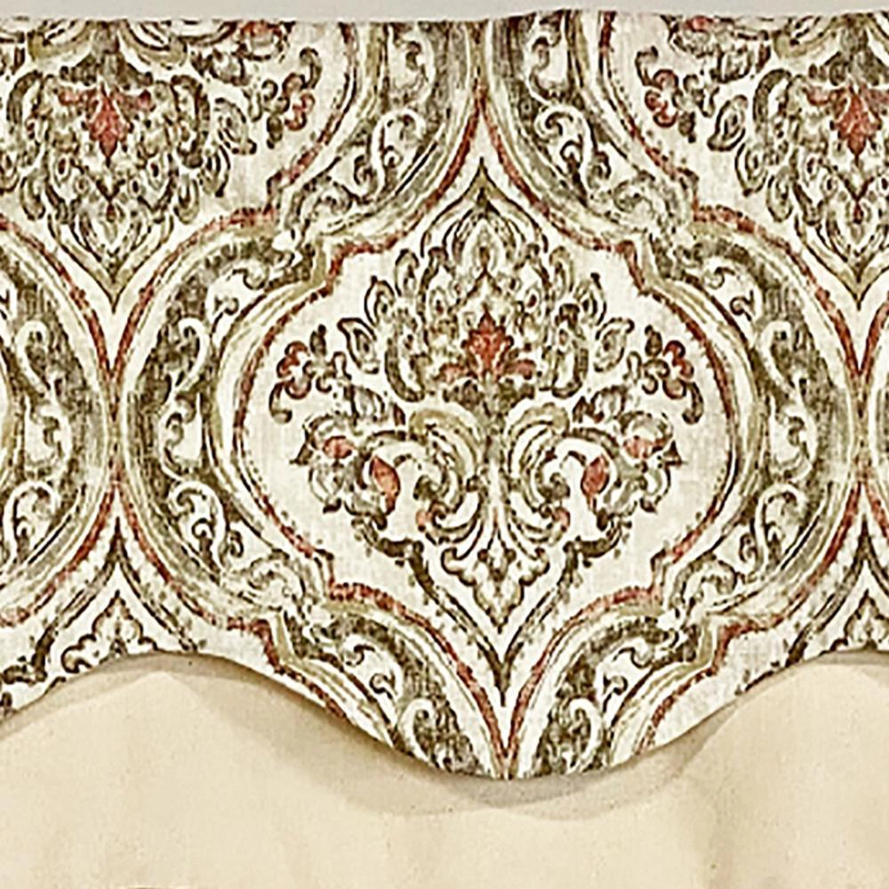 RLF Home Diamond Damask Glory Valance Blush. 3" Rod Pocket, Layered. 50"W X 16"L