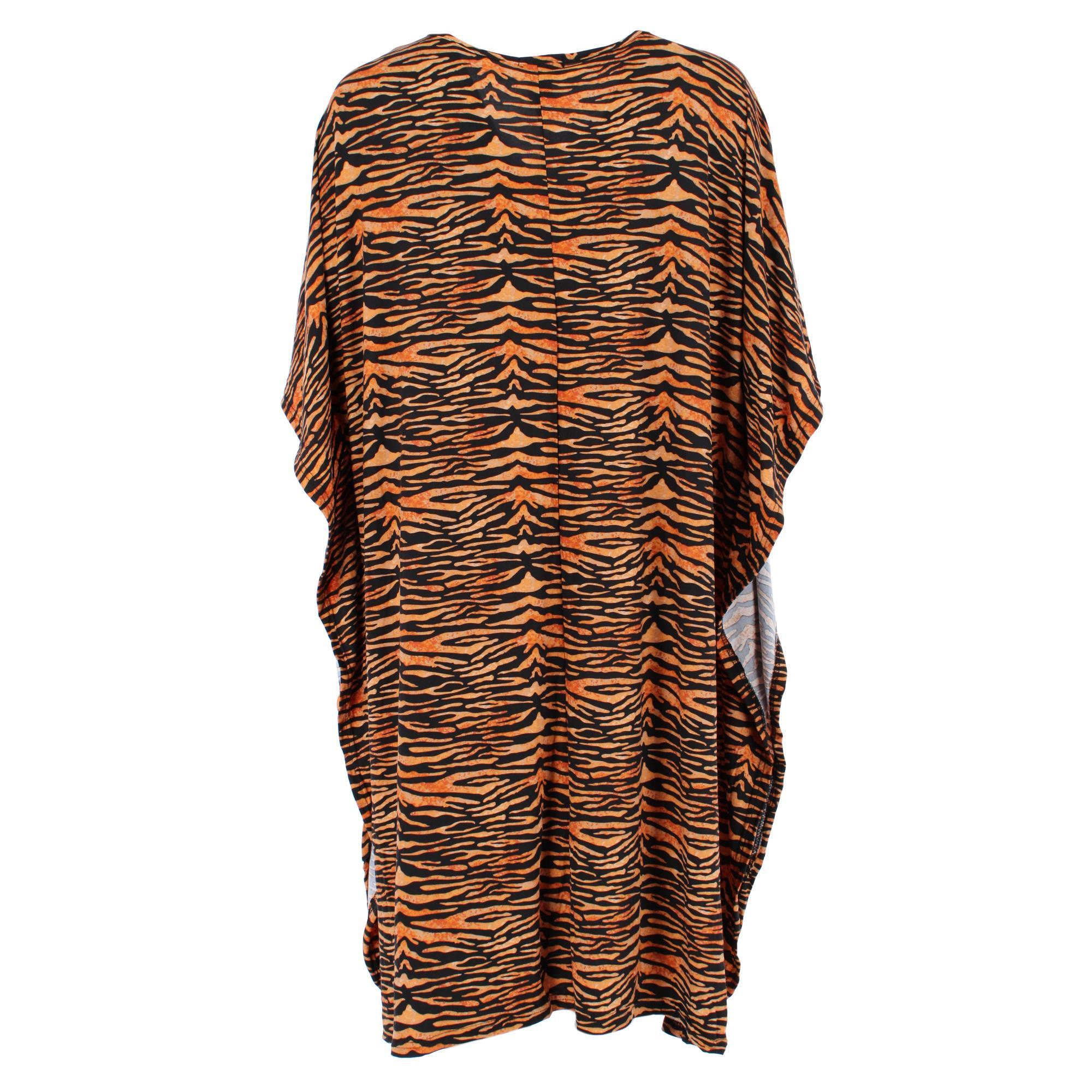 CTM Women's Tiger Print Caftan One Size Nightdress by Gabriella