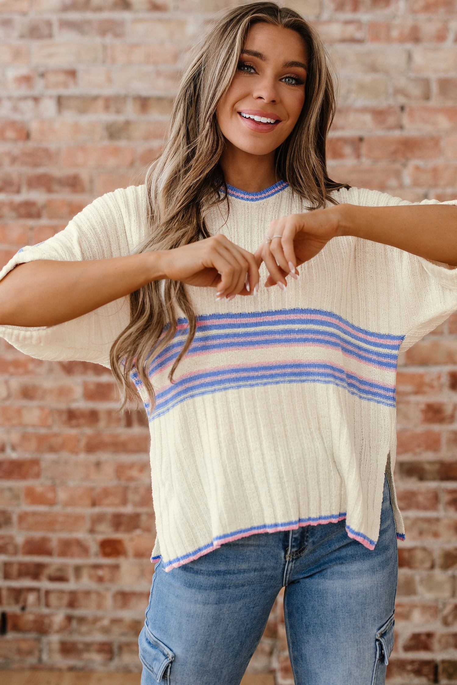 Threaded Pear Women's Haven Rib Knit Oversized Sweater