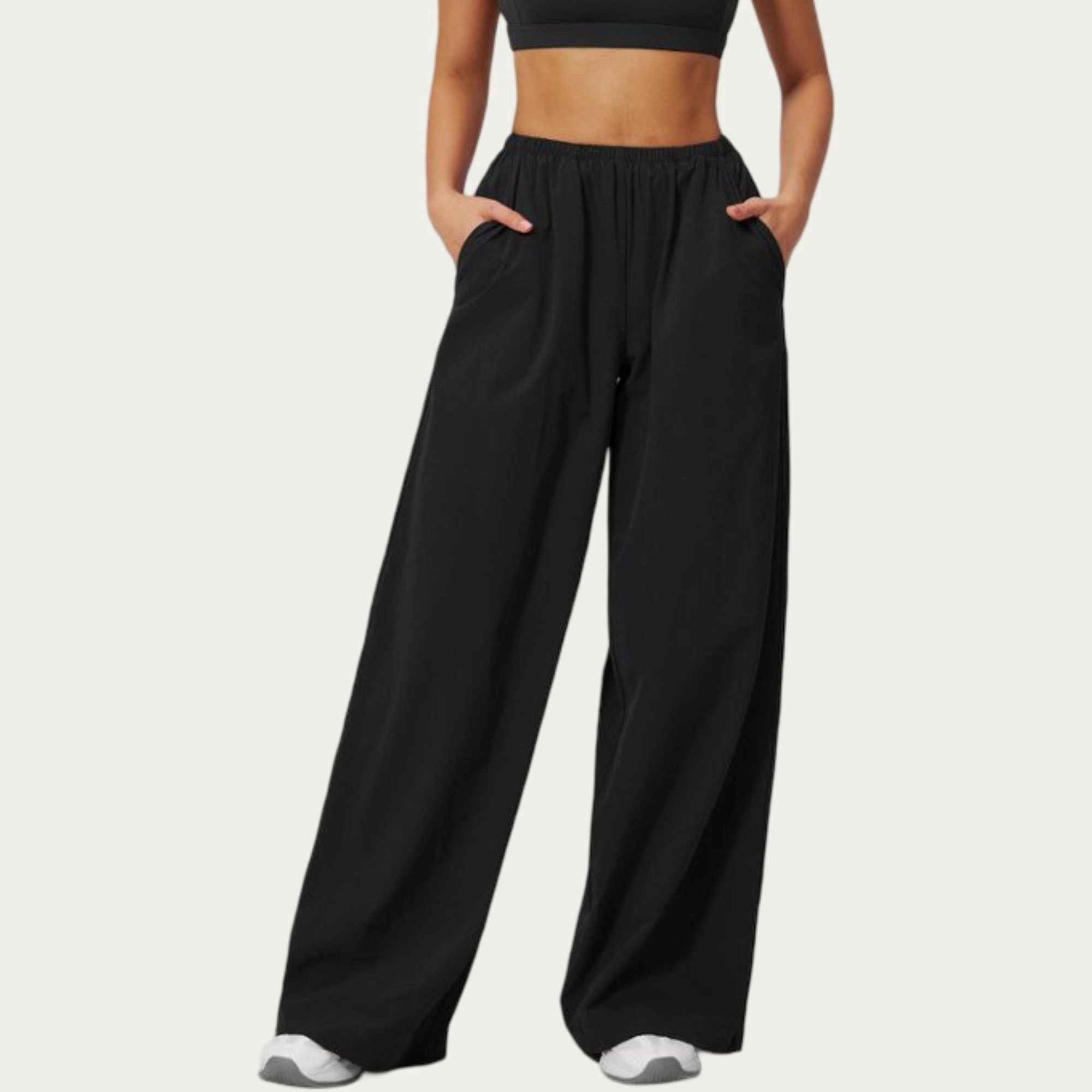 Anna-Kaci Women's Wide-Leg Lounge Pants with Elastic Waistband and Relaxed Draped Fit
