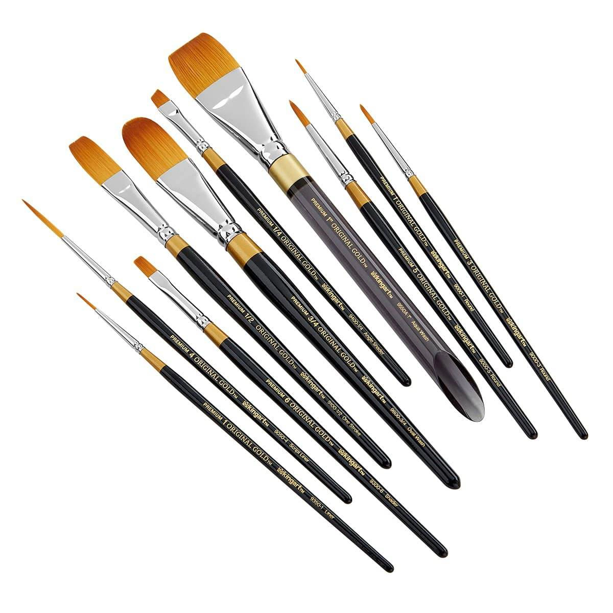 KINGART Original Gold® Golden Taklon 10-Piece Multimedia Brush Set