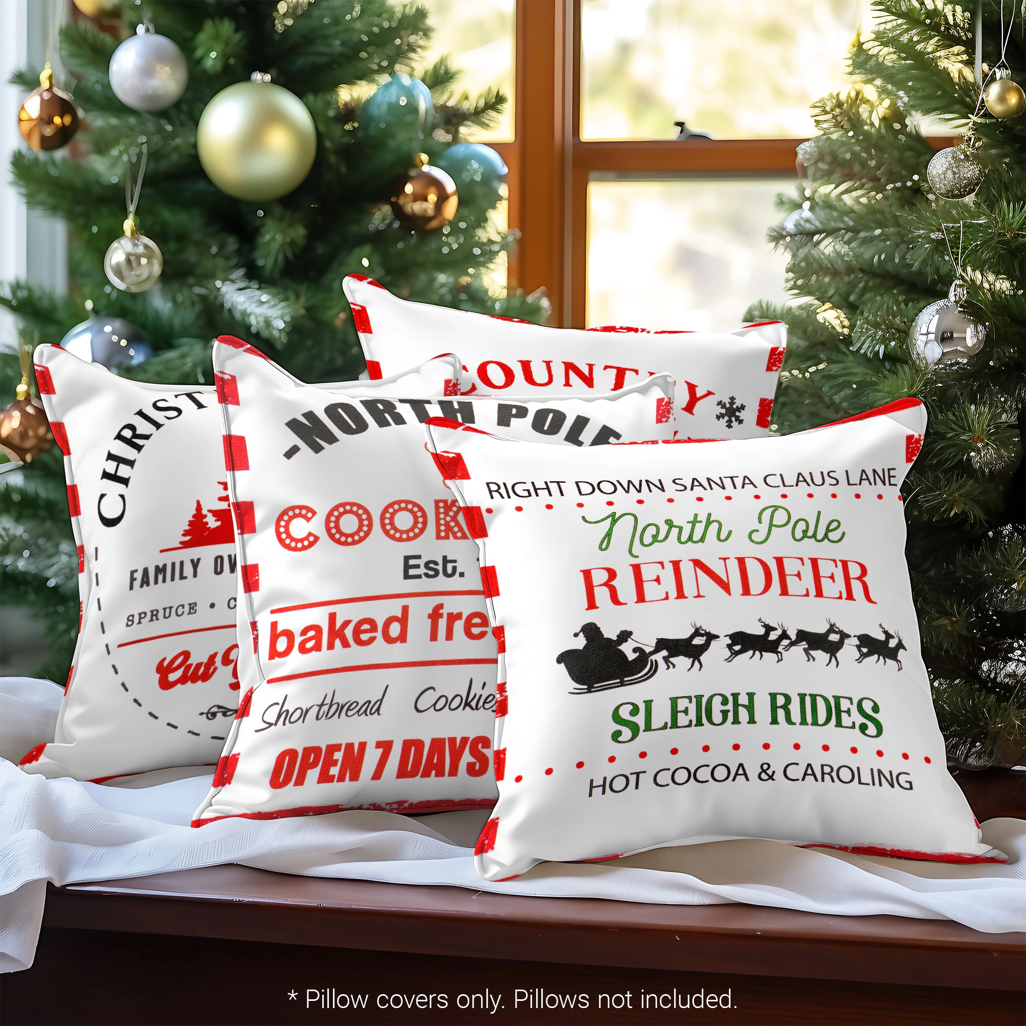 G128 Farmhouse Cookie Pine Spruce Decorative Throw Pillow Covers