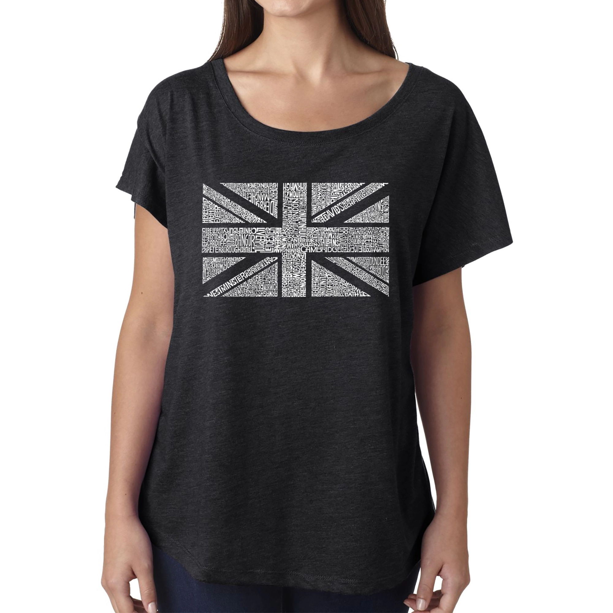 LA Pop Art Women's Dolman Word Shirt - Union Jack