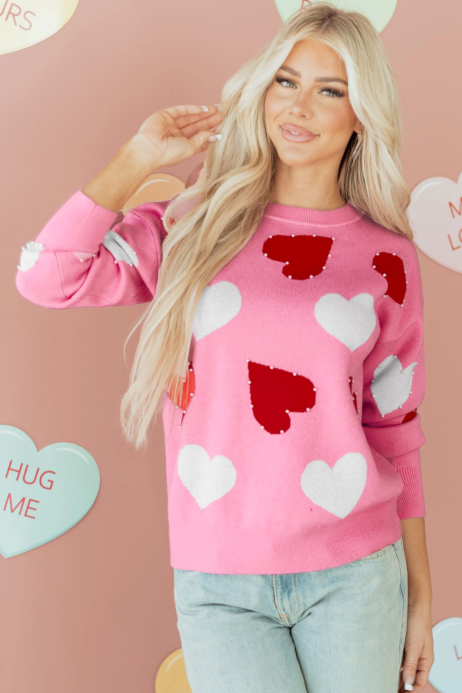 Threaded Pear Women's Aliyah Pattern Valentines Day Sweater