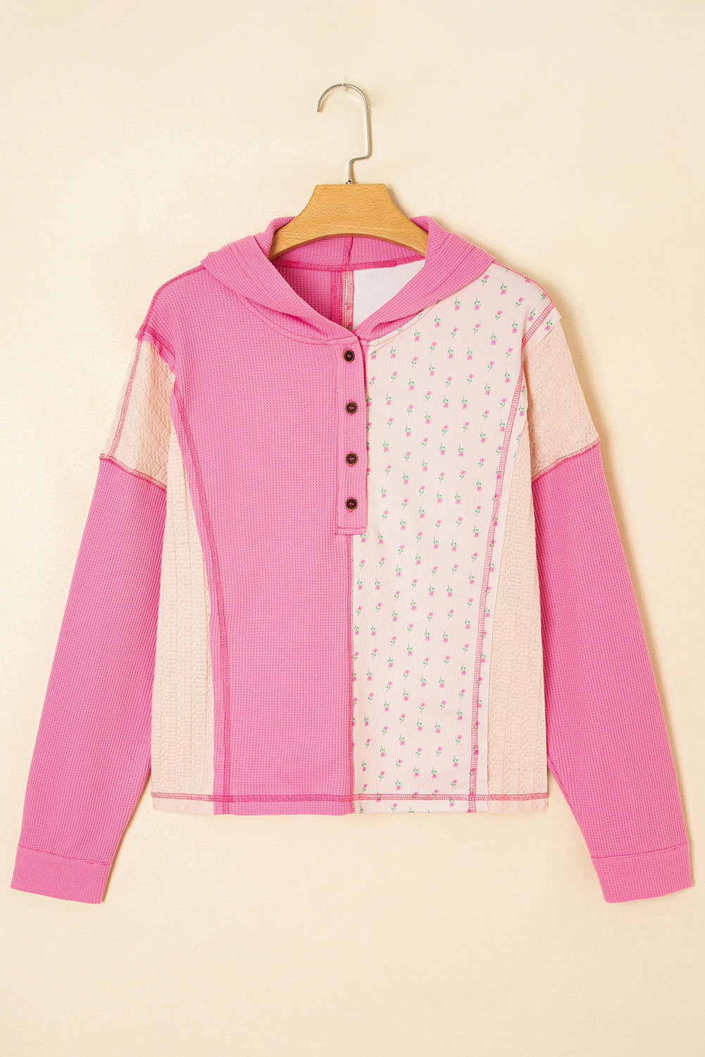 Threaded Pear Women's Hollievi Patchwork Hooded Oversize Pullover