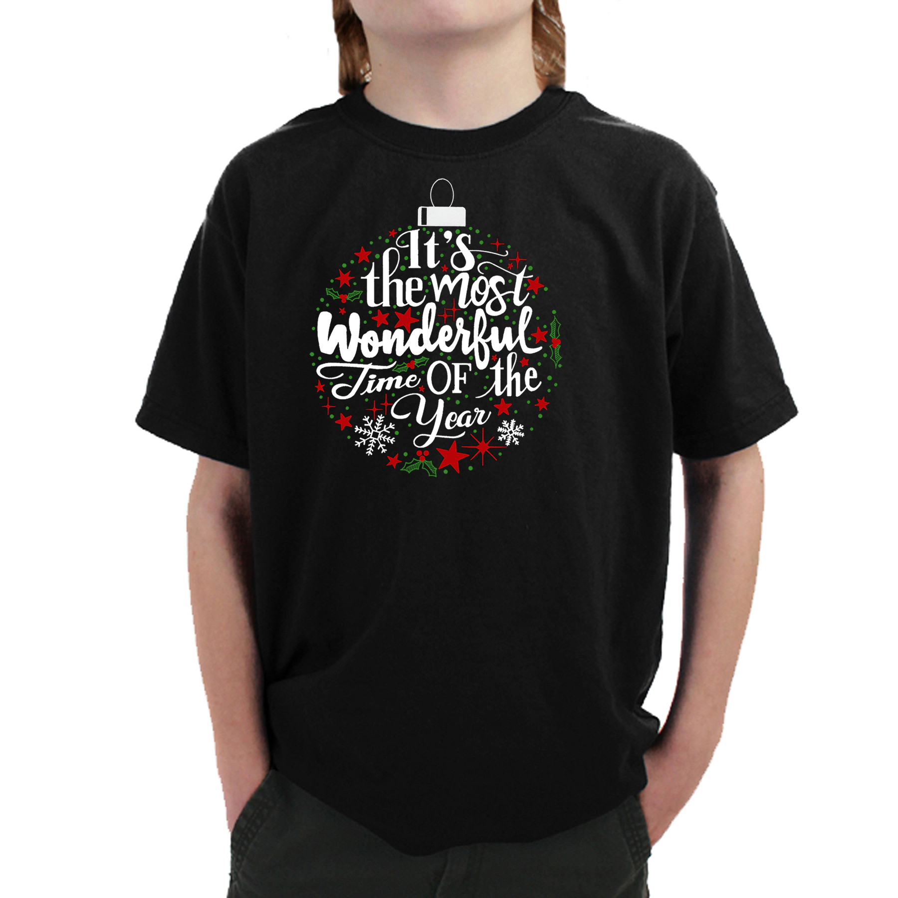 LA Pop Art Boy's Word T-Shirt - Christmas Ornament