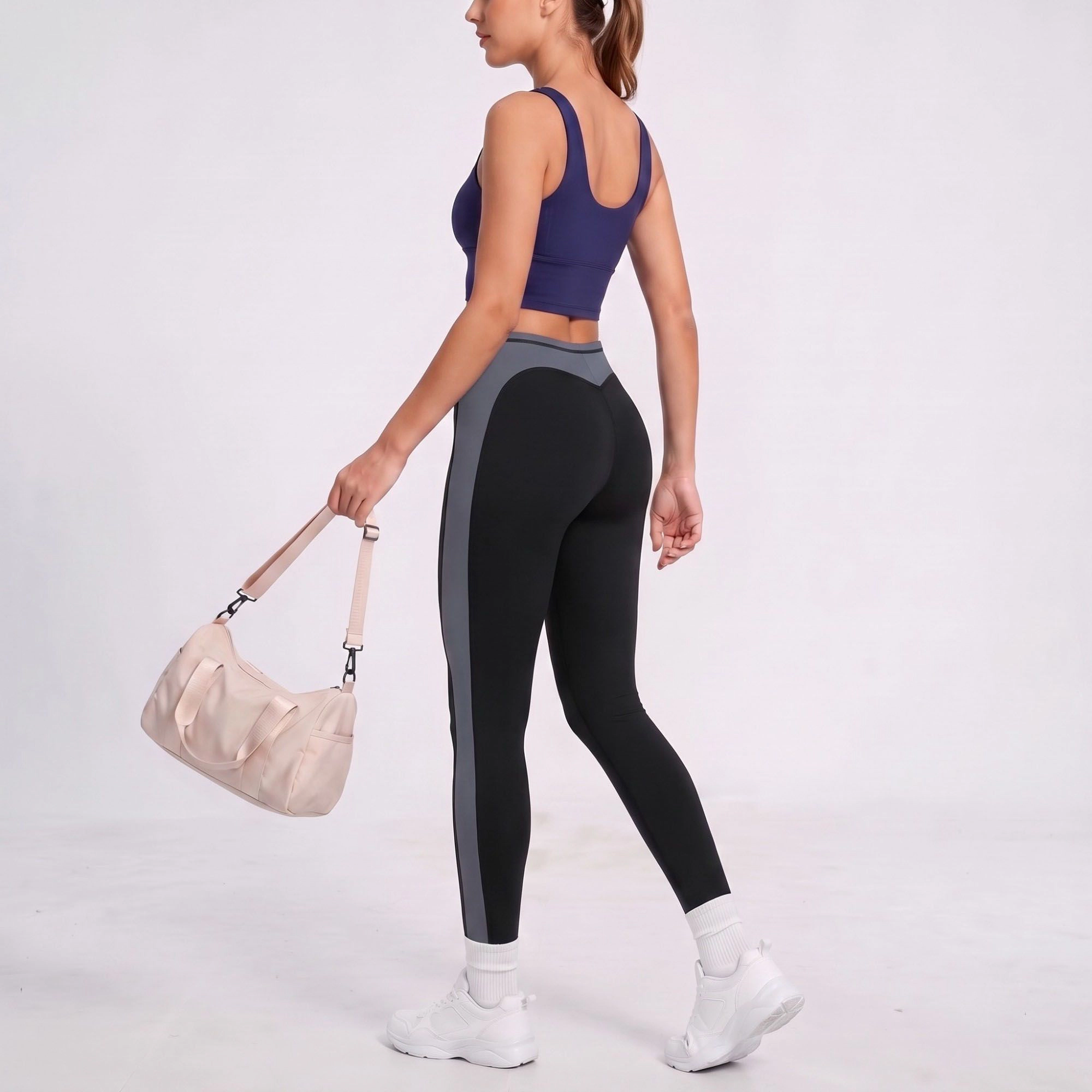 Anna-Kaci Women's Colorblock High-Waist Full-Length Leggings Fitted Yoga Pants