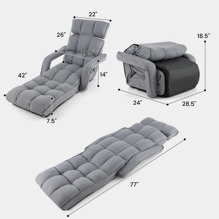 Hivvago 6-Position Adjustable Floor Chair With Adjustable Armrests And Footrest