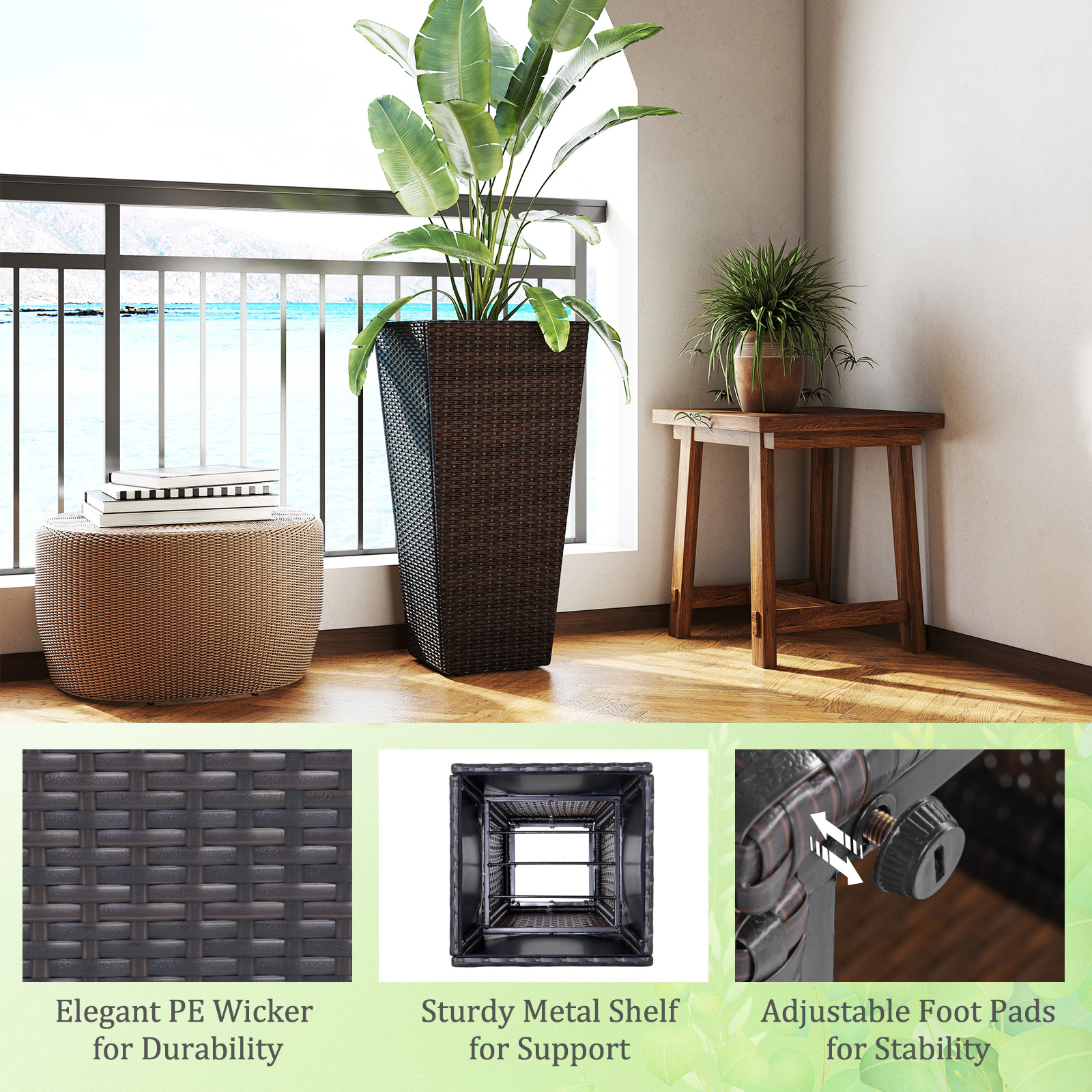 Hivvago Decorative Planter Pots Set with Open-Ended Base