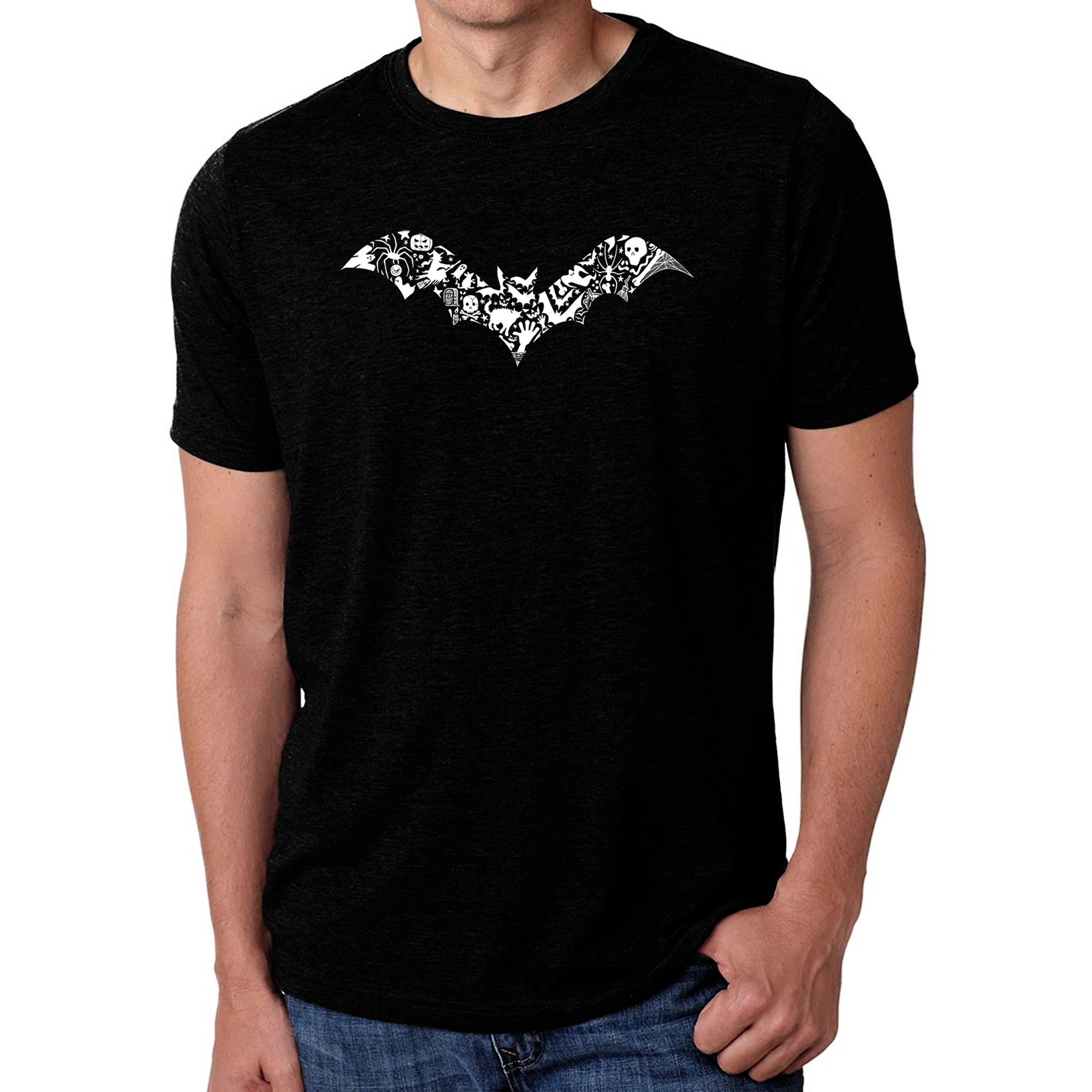 LA Pop Art Men's Cotton-Poly Word T-Shirt - Bat Pics