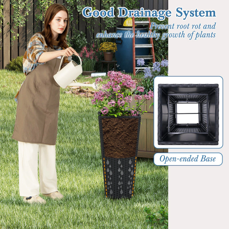 Hivvago Set of 2 30 Inch Tall Flower Pot with Open-ended Base