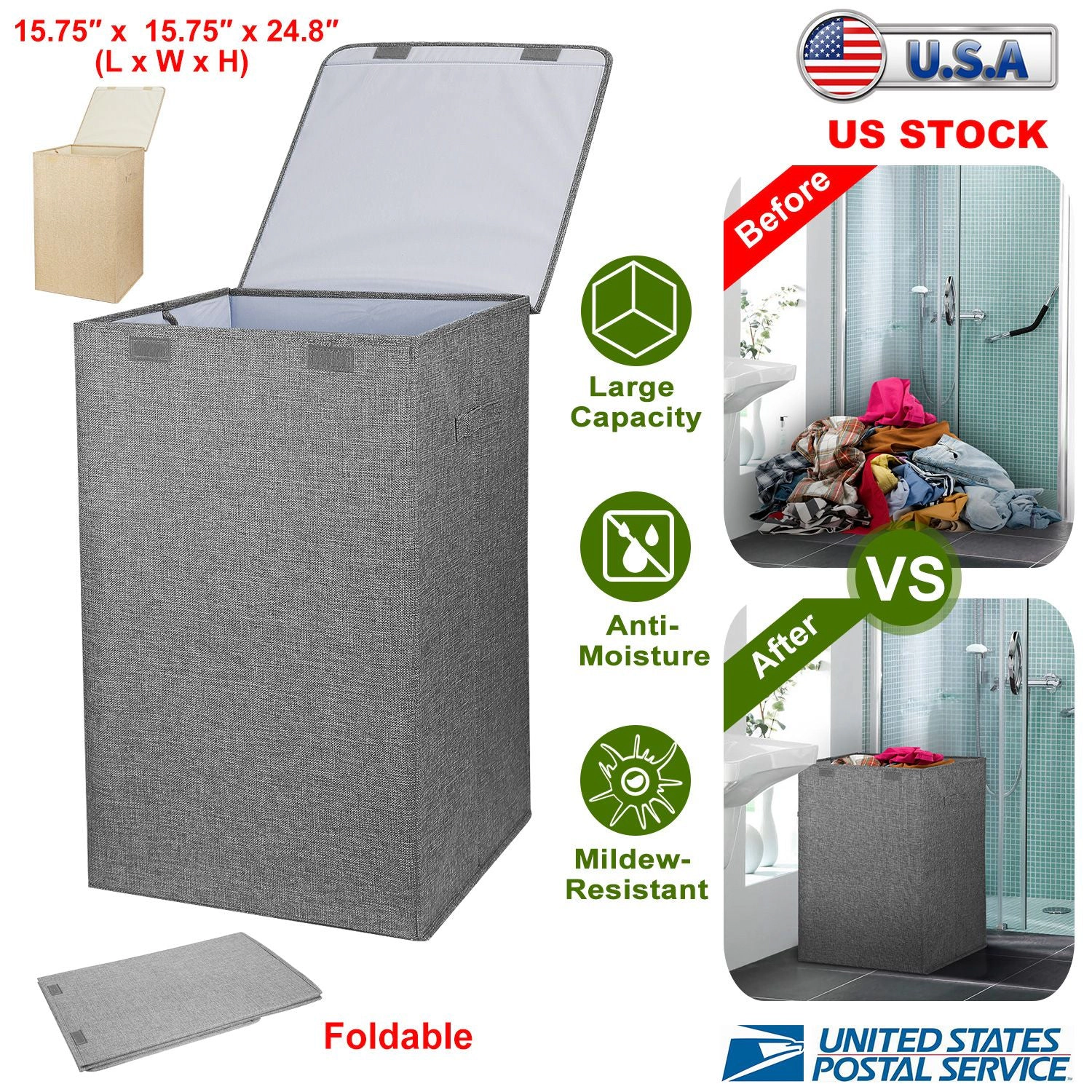 GBruno Foldable Laundry Hamper With Lid And Handles