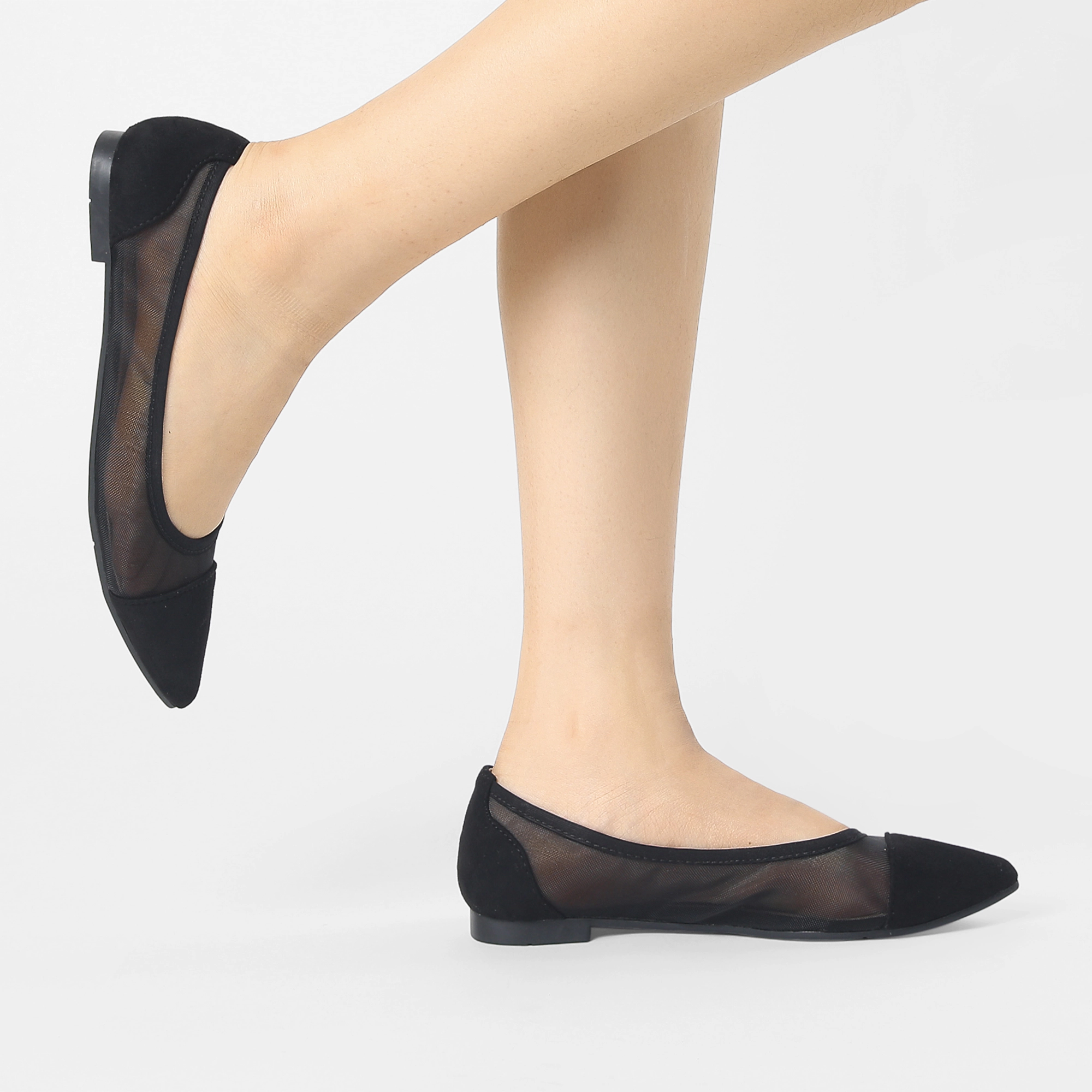 BLISSFUL STEP Women Pointed Toe Slip On Mesh Flats