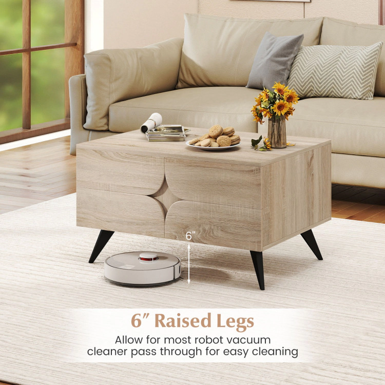 Hivvago Farmhouse Style Living Room Coffee Table with Built-In Storage Space