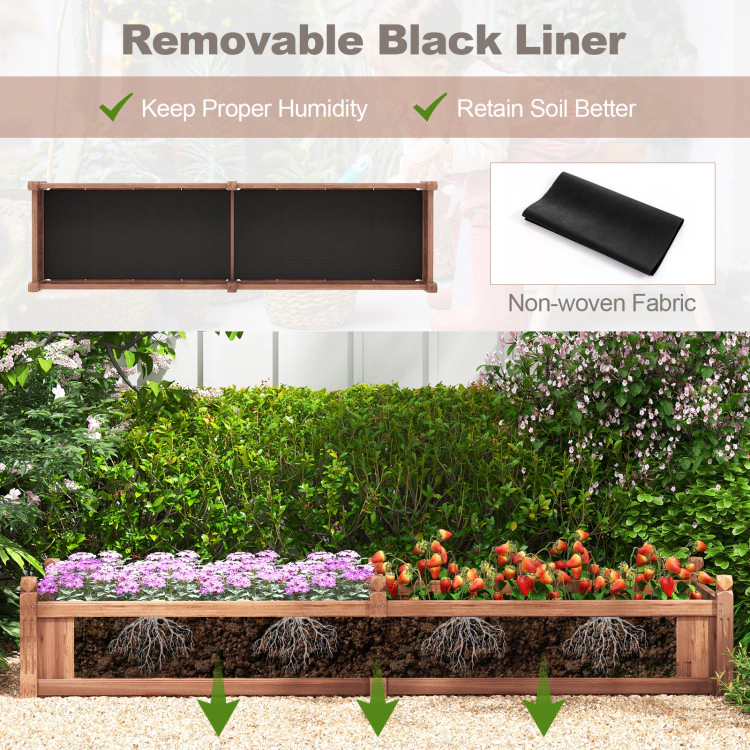 Hivvago Divisible Planter Box with Corner Drainage and Non-woven Liner for Growing Vegetables