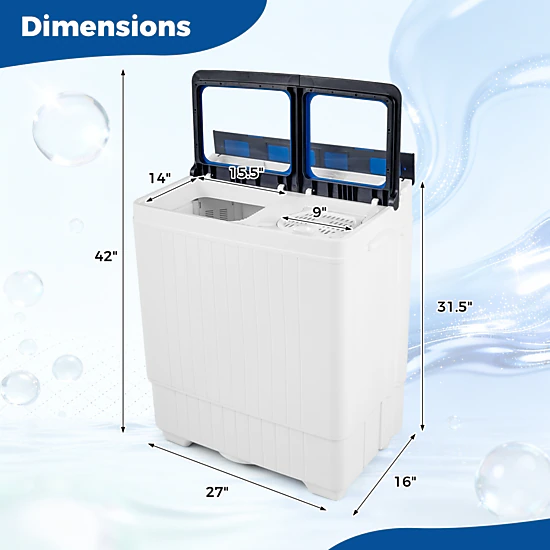 LJG Portable Washing Machine with 18 LBS Washer and 8 LBS Spinner Combo