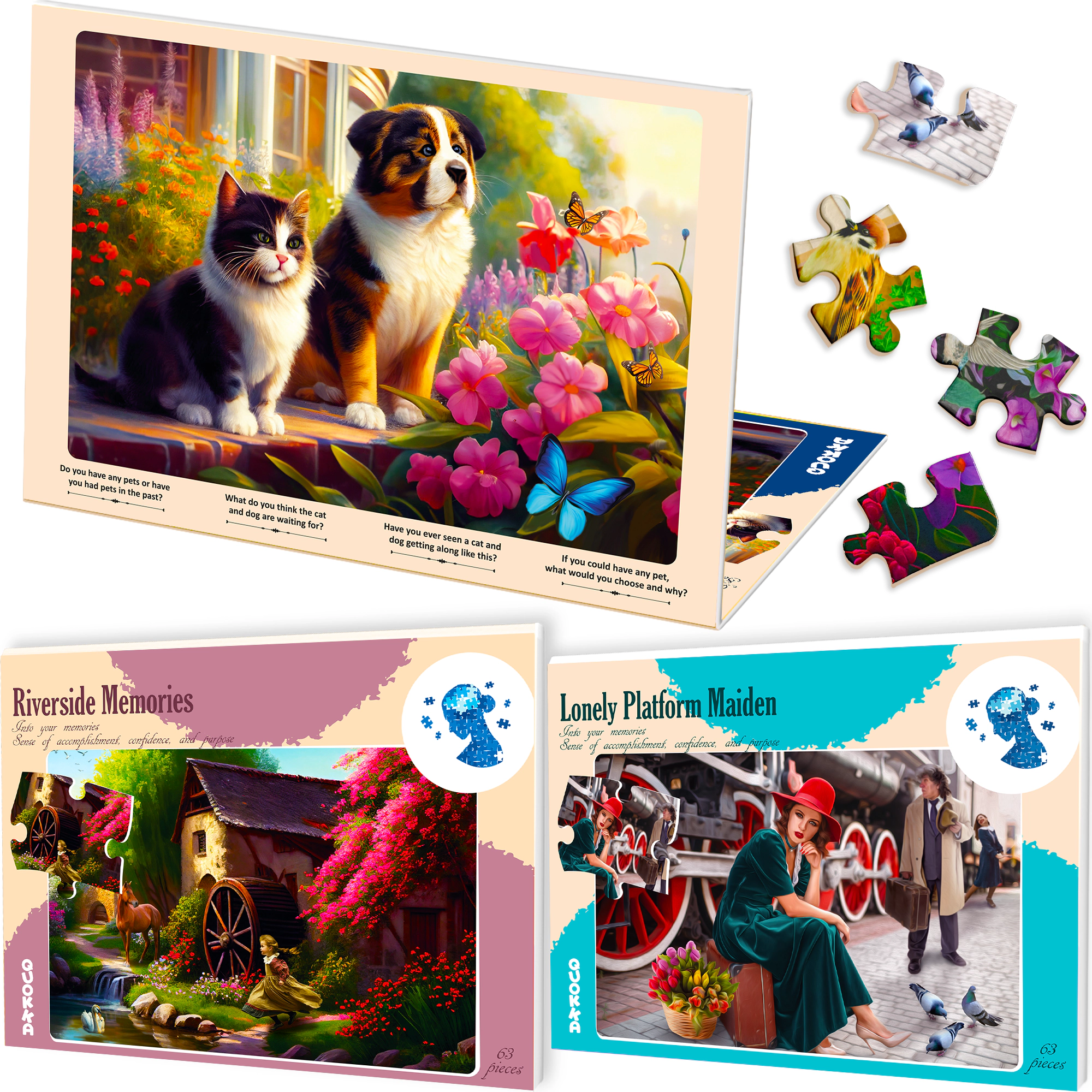 QUOKKA Dementia Jigsaw Puzzles for Seniors, Large Piece Cognitive Adults, Animals & Nature