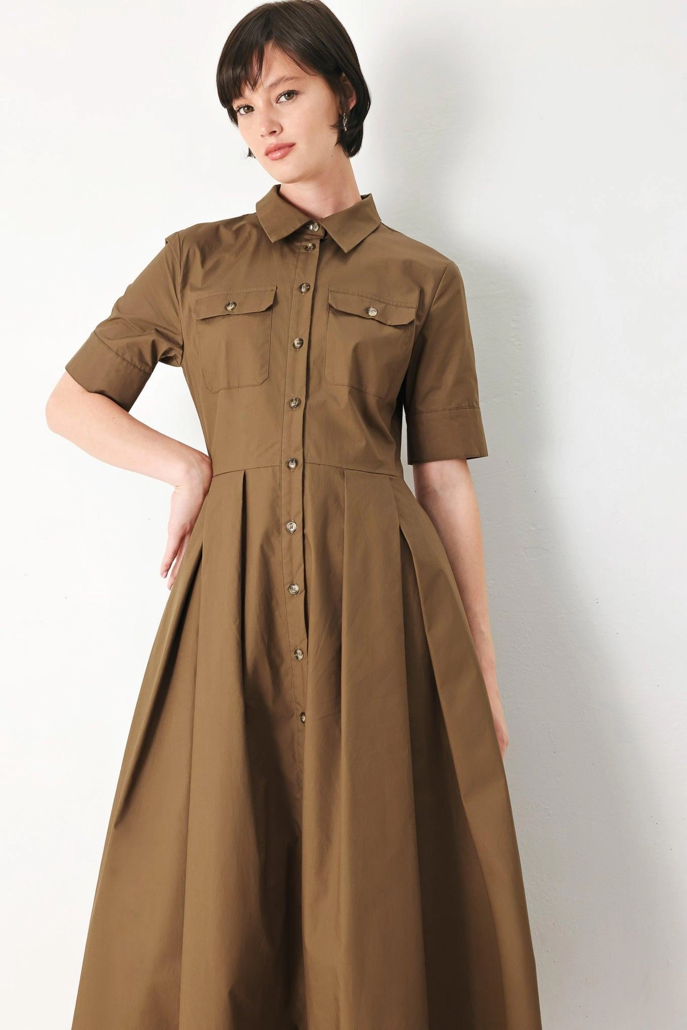 TRUEDAMES Women Desert Icon Woven Midi Shirt Dress